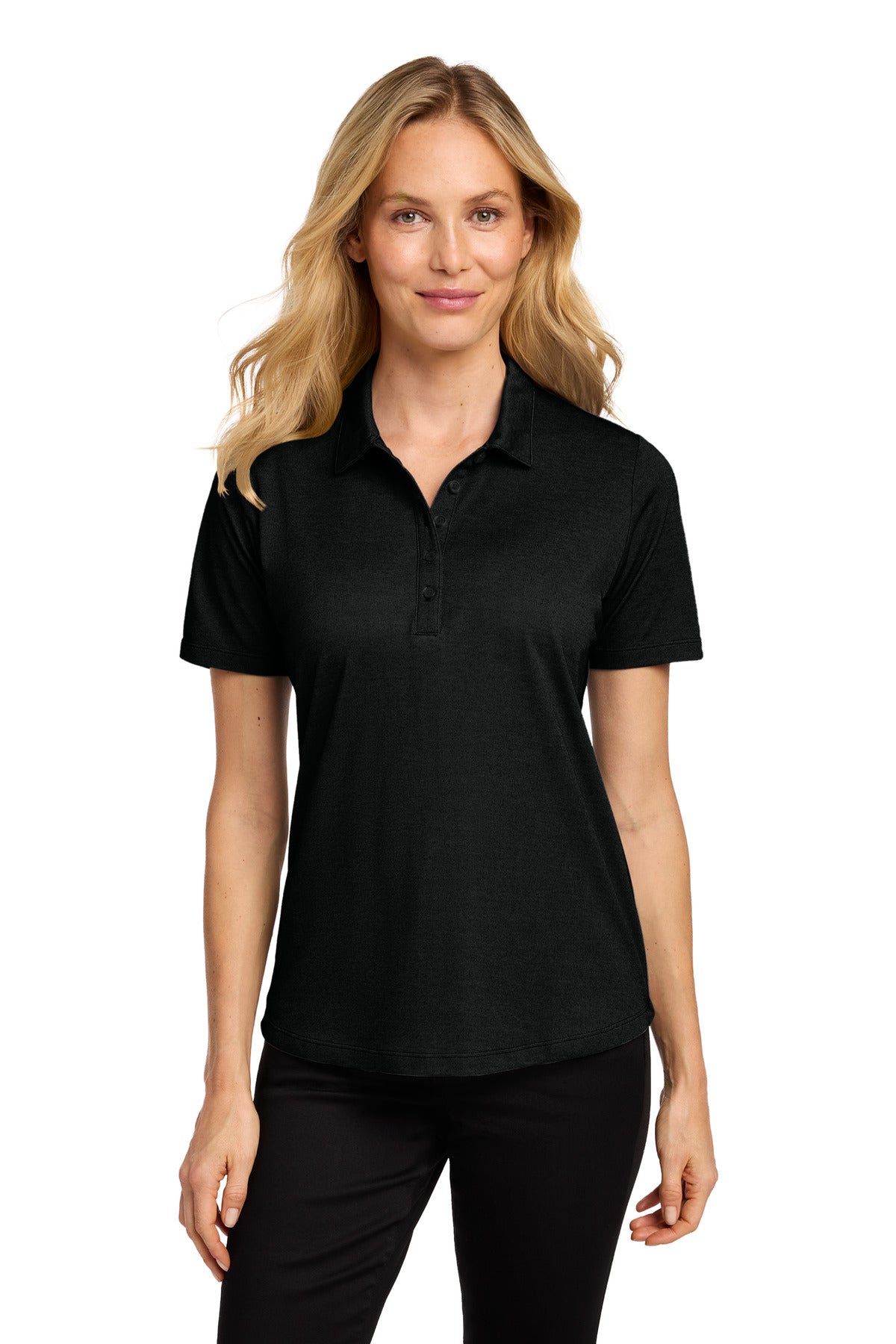 Custom logo Port Authority® Women's Fine Pique Blend Polo LK830 in Black Heather