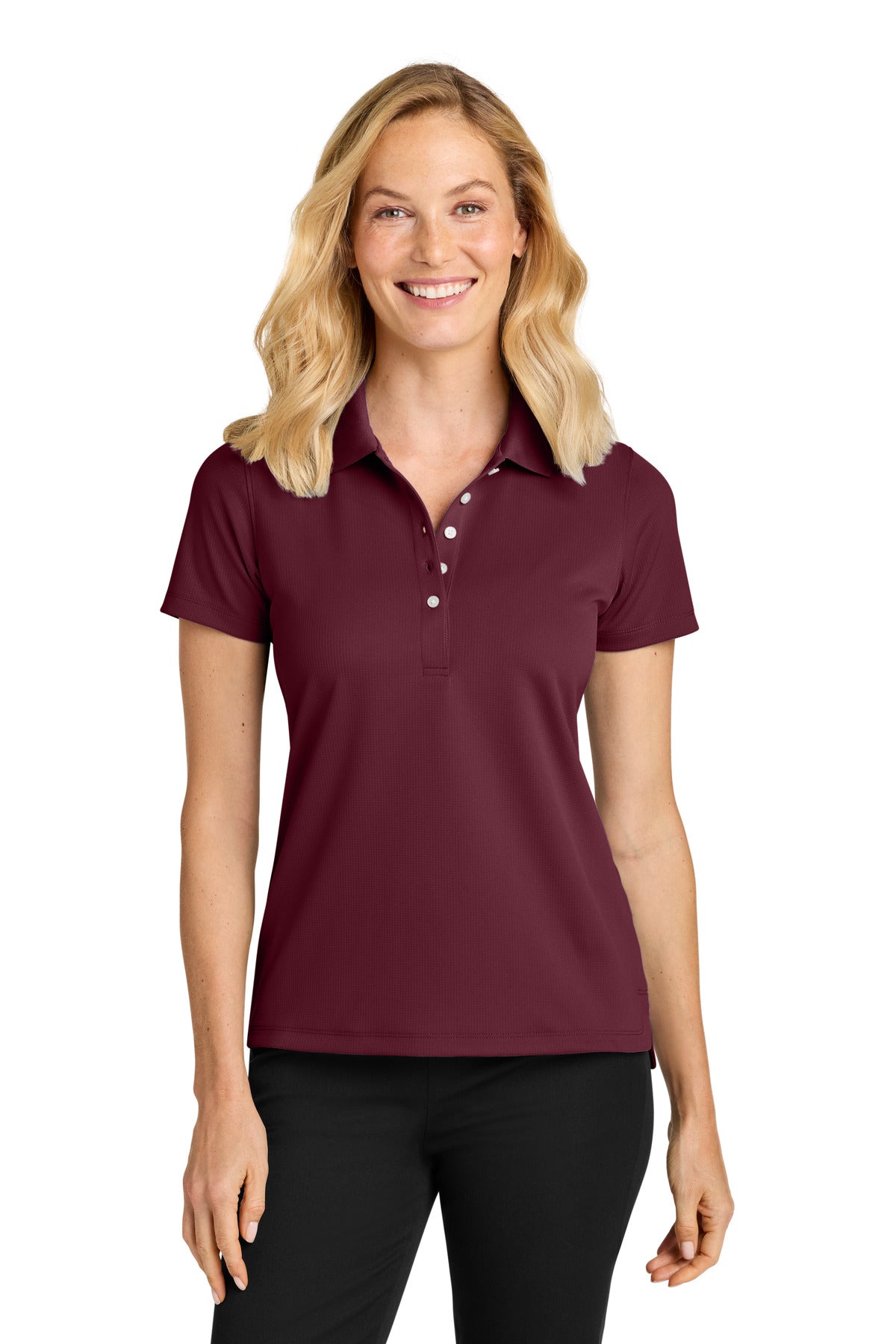 Custom logo Port Authority® Women's Dry Zone® Stain-Release Grid Polo LK845 in Club Burgundy