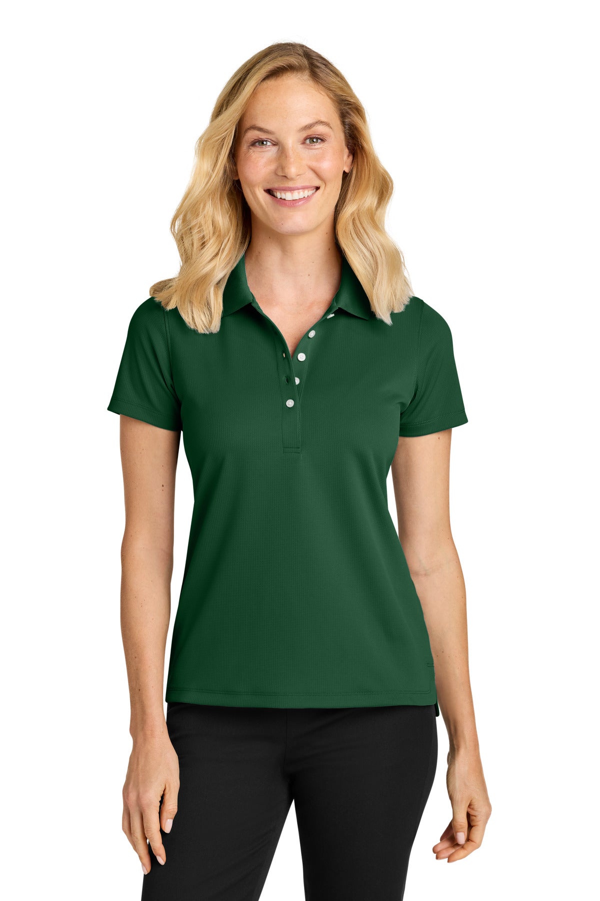 Custom logo Port Authority® Women's Dry Zone® Stain-Release Grid Polo LK845 in Hunter Green