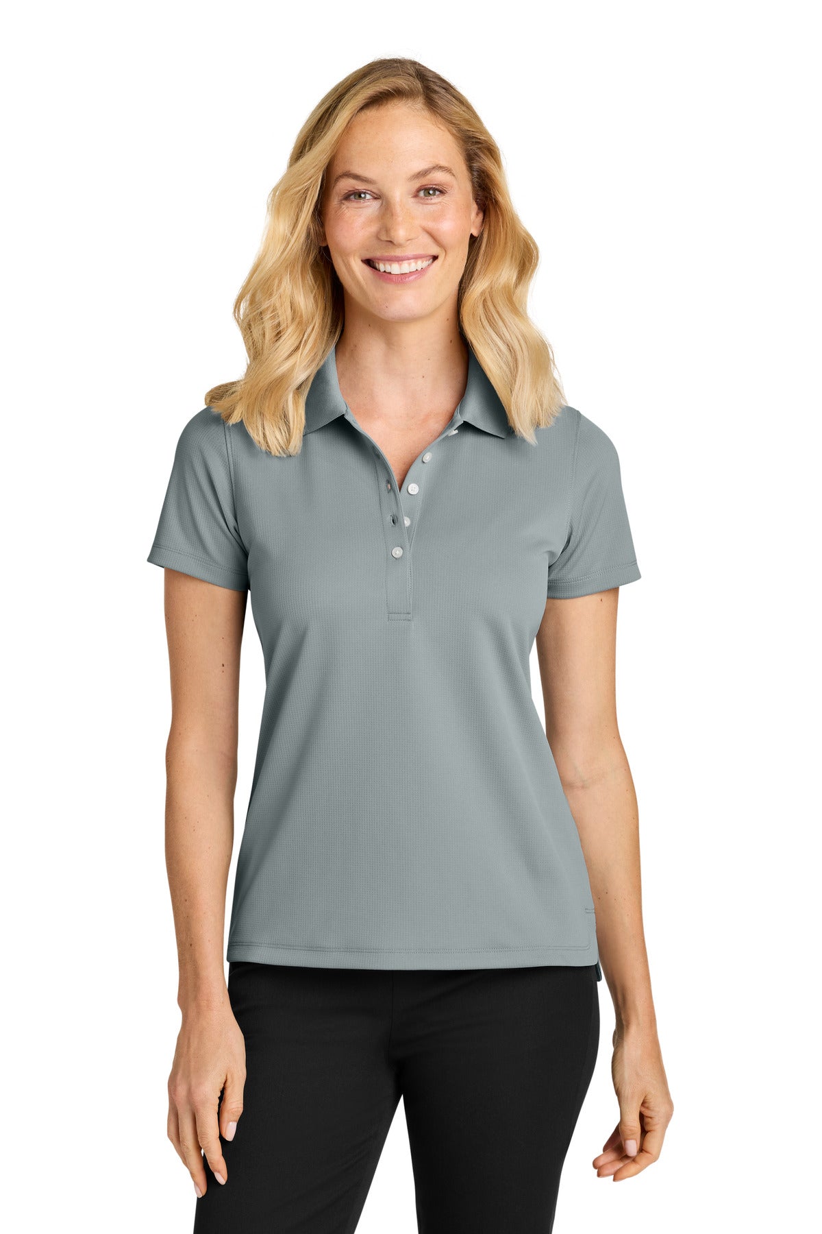 Custom logo Port Authority® Women's Dry Zone® Stain-Release Grid Polo LK845 in Light Sterling Grey