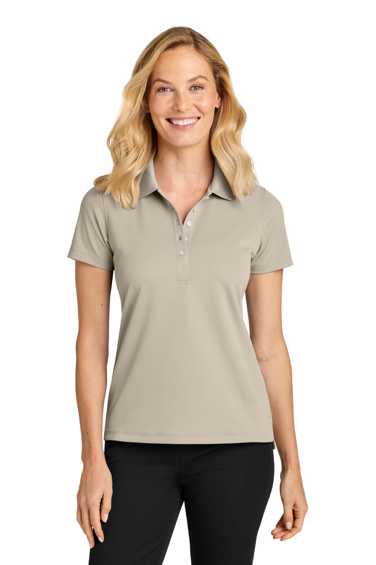 Custom logo Port Authority® Women's Dry Zone® Stain-Release Grid Polo LK845 in Sahara