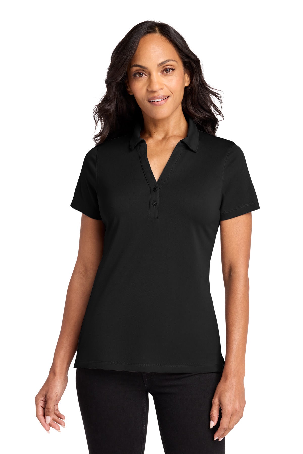 Custom logo Port Authority® Women's C-FREE® Performance Polo LK863 in Deep Black