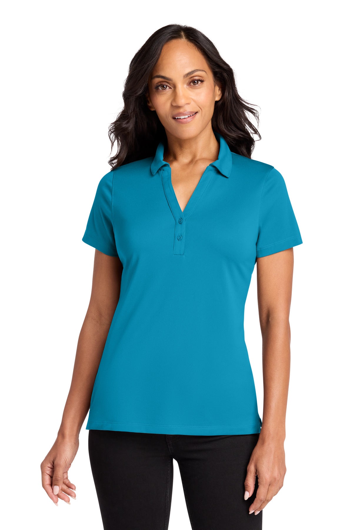 Custom logo Port Authority® Women's C-FREE® Performance Polo LK863 in Parcel Blue