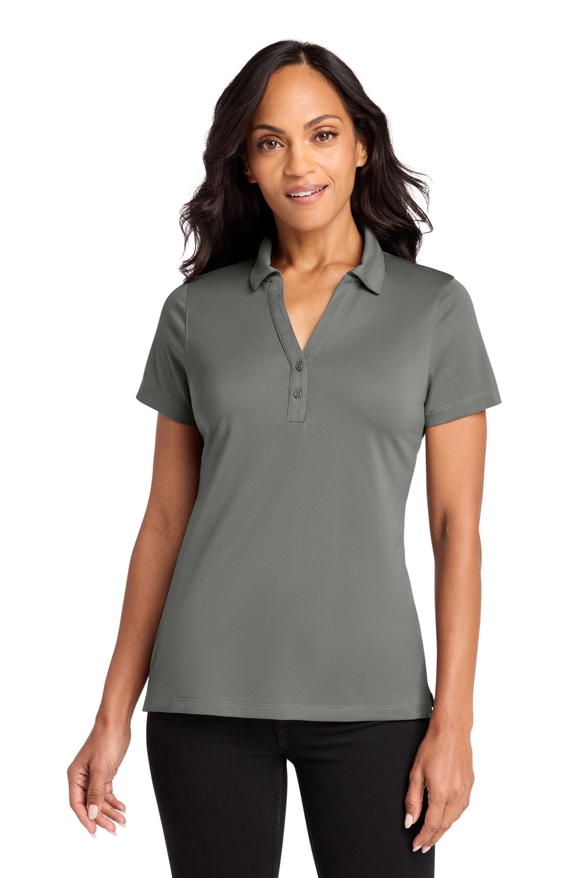 Custom logo Port Authority® Women's C-FREE® Performance Polo LK863 in Smoke Grey
