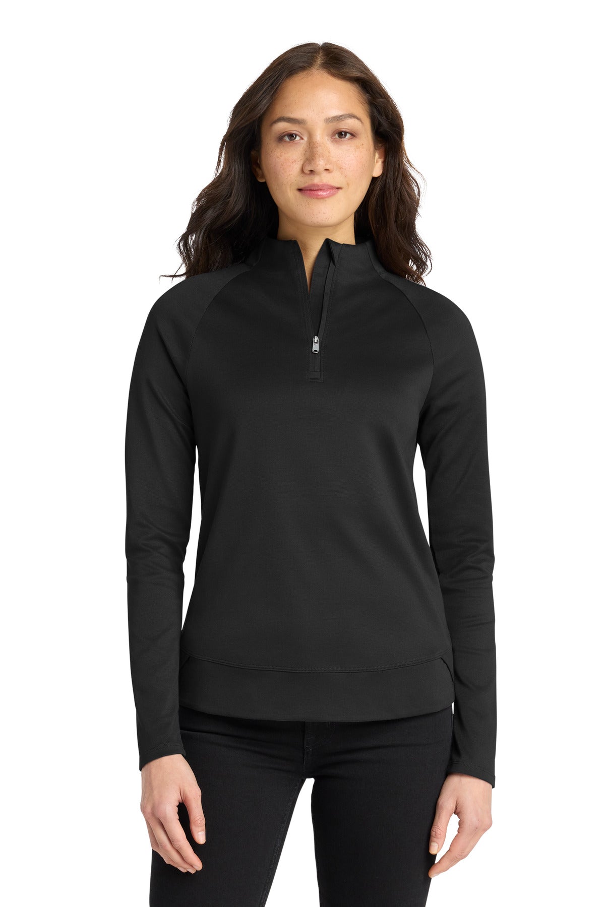 Custom logo Port Authority® Women's C-FREE® Cypress 1/4-Zip LK870 in Deep Black