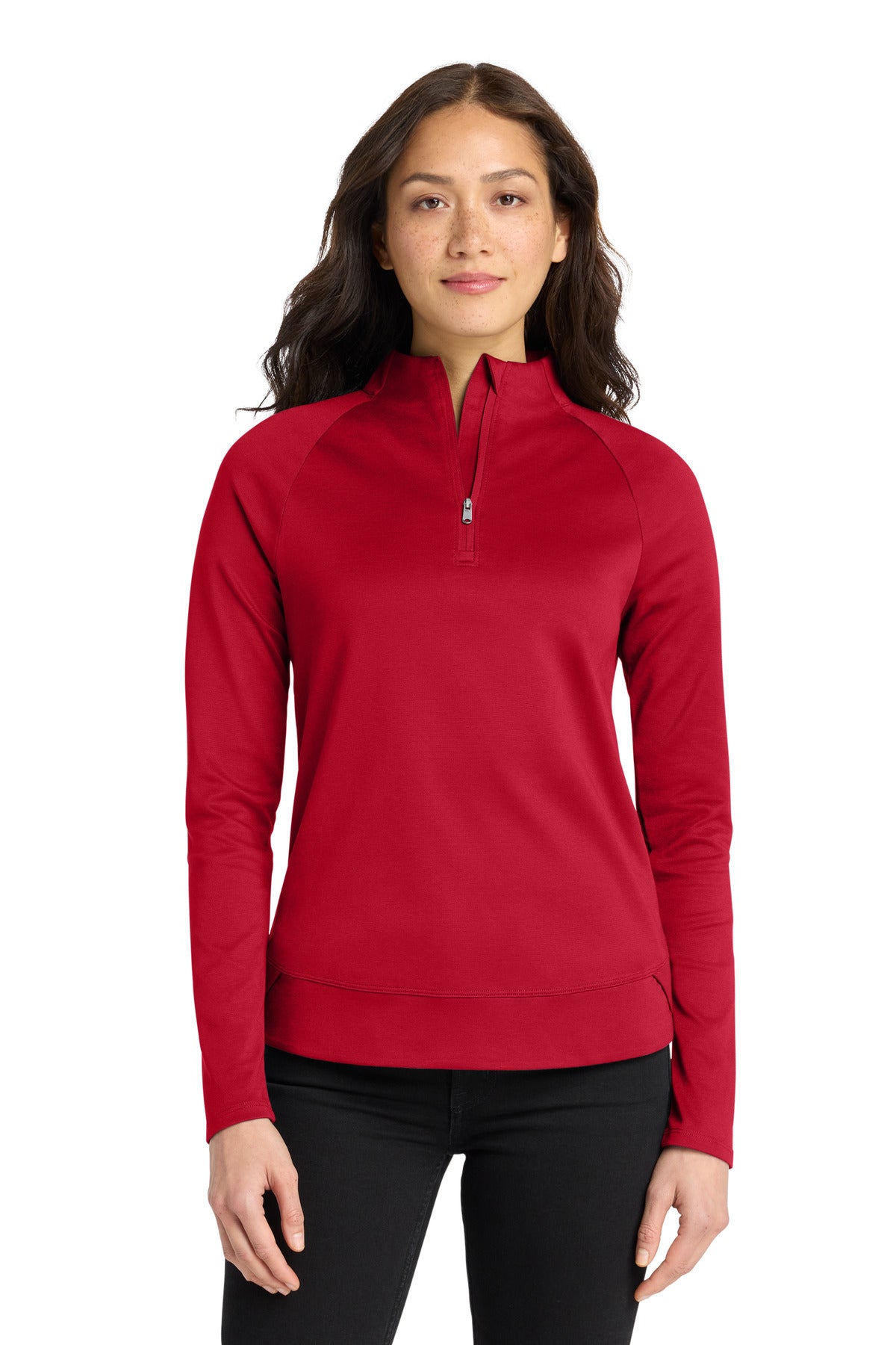 Custom logo Port Authority® Women's C-FREE® Cypress 1/4-Zip LK870 in Rich Red