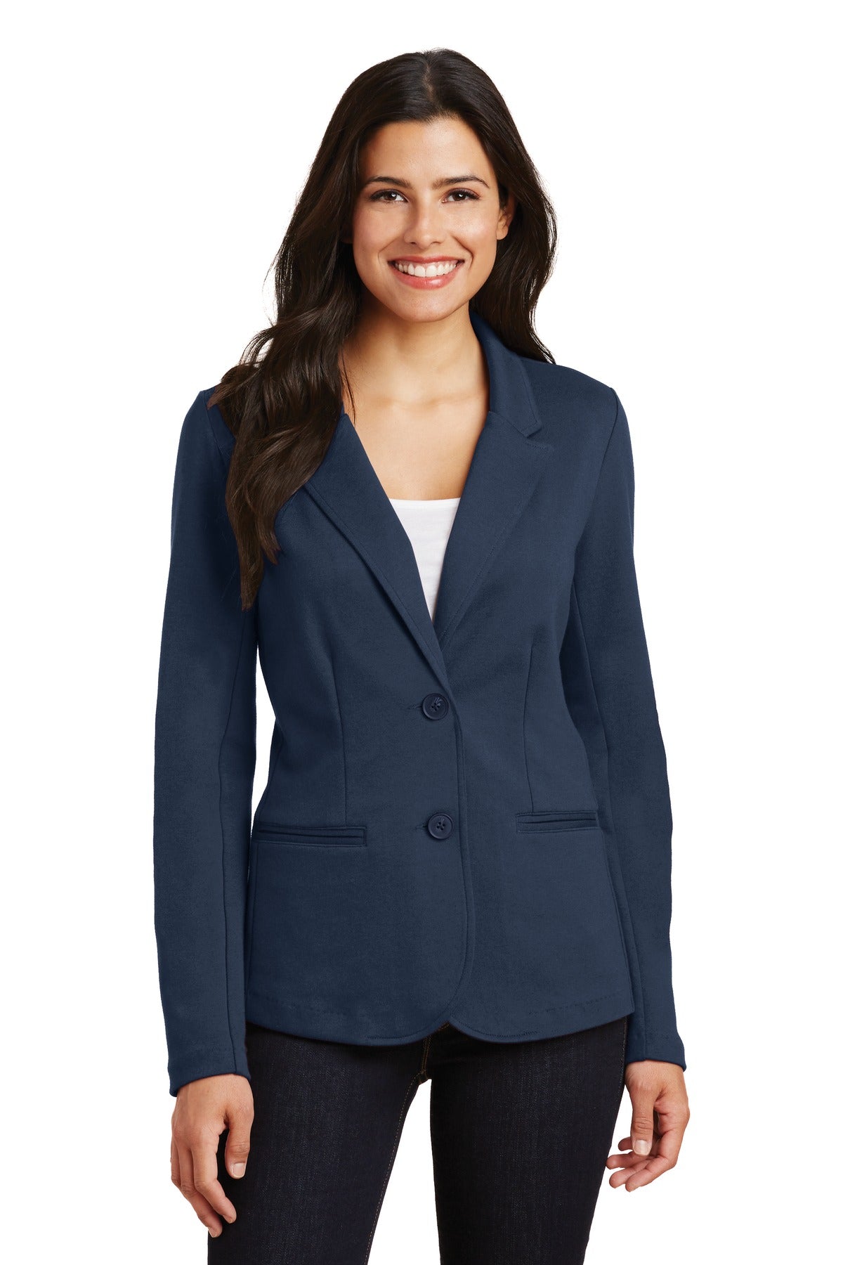 Custom logo Port Authority® Women's Knit Blazer. LM2000 in Deep Navy