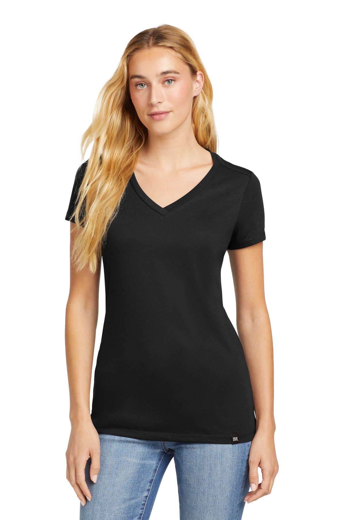 Custom logo New Era ® Women's Heritage Blend V-Neck Tee. LNEA101 in Black