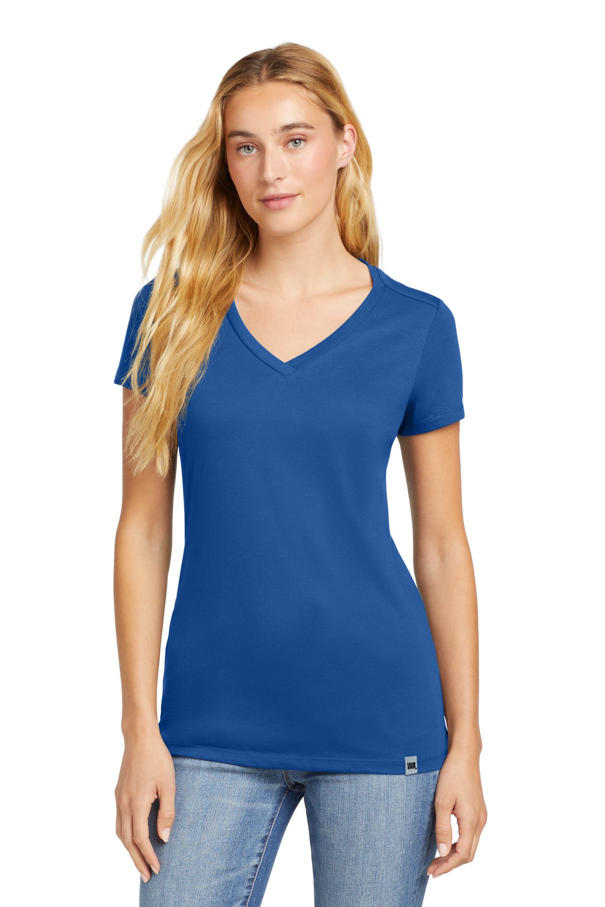 Custom logo New Era ® Women's Heritage Blend V-Neck Tee. LNEA101 in Royal