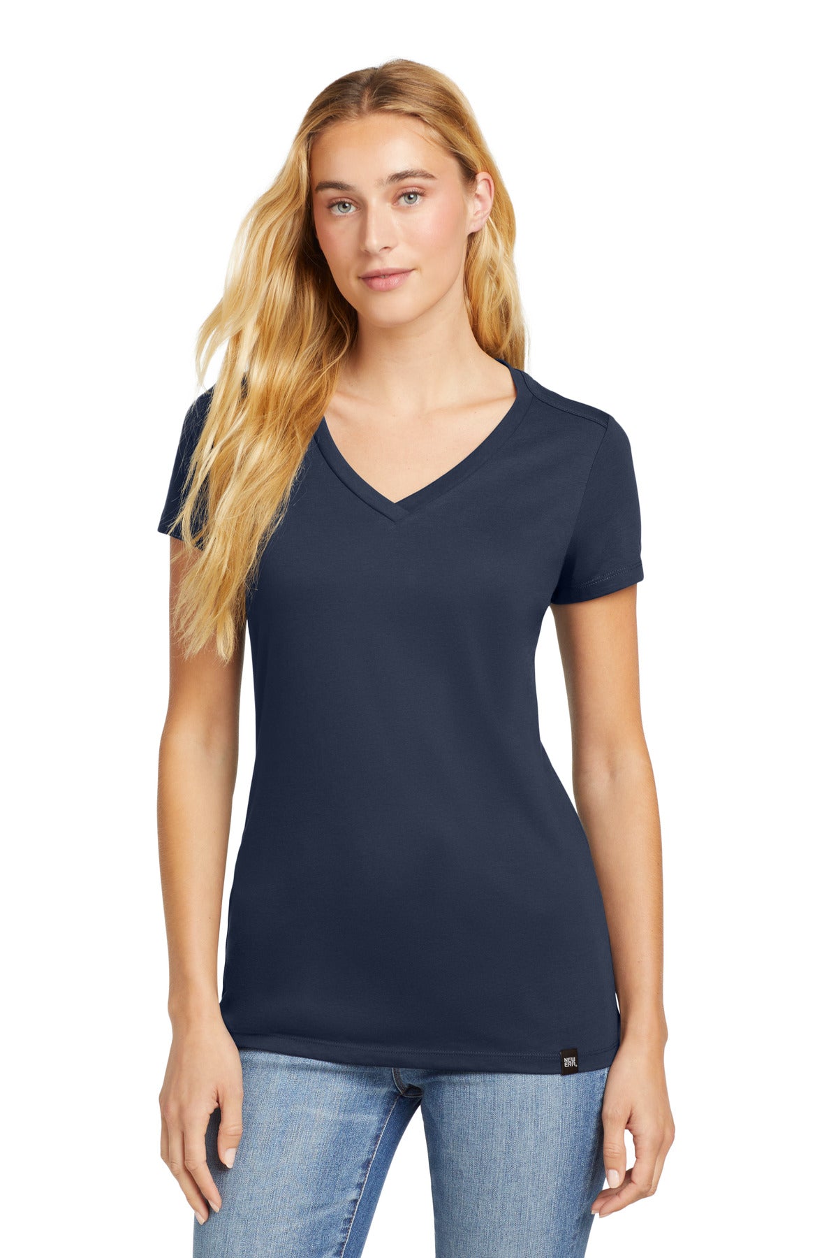 Custom logo New Era ® Women's Heritage Blend V-Neck Tee. LNEA101 in True Navy