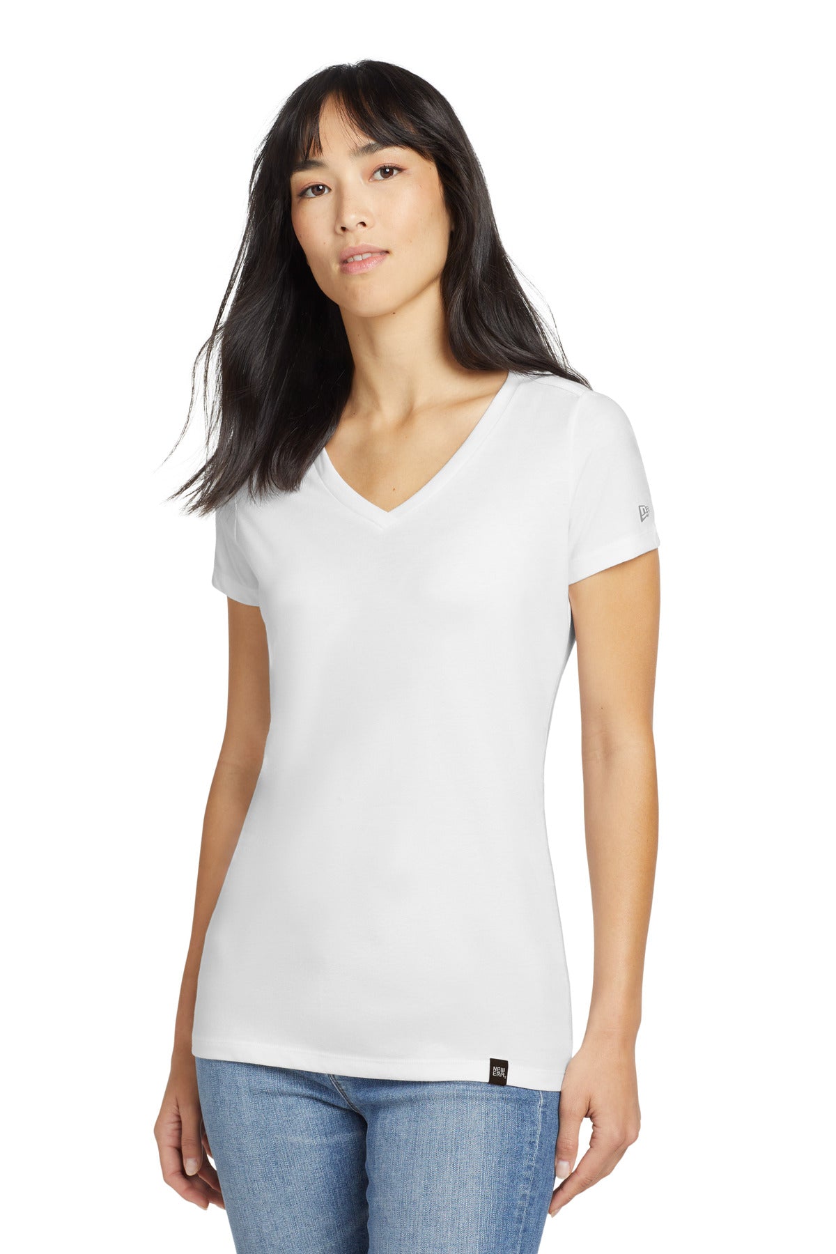 Custom logo New Era ® Women's Heritage Blend V-Neck Tee. LNEA101 in White