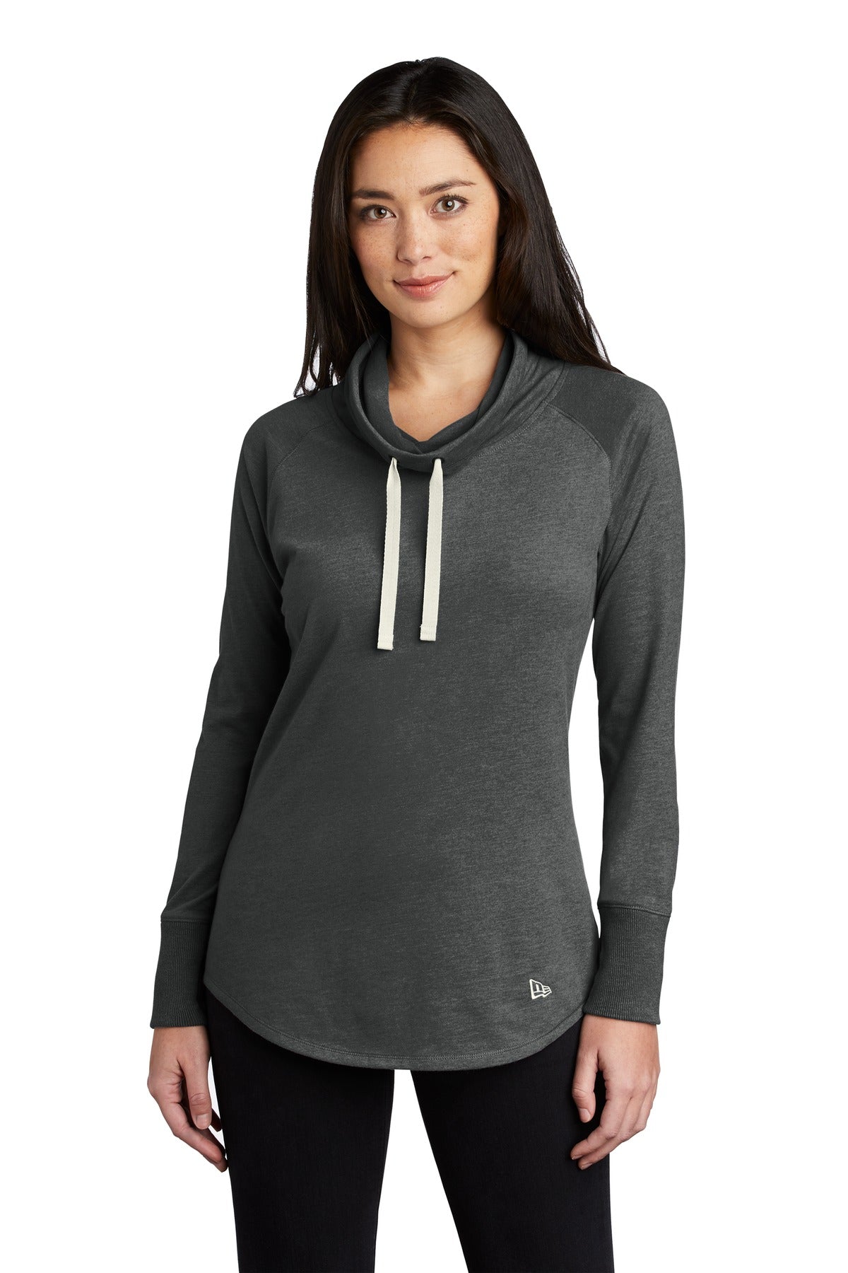 Custom logo New Era ® Women's Sueded Cotton Blend Cowl Tee LNEA123 in Black Heather