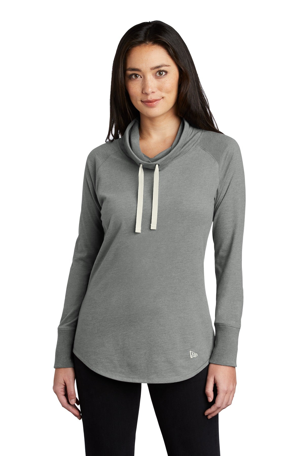 Custom logo New Era ® Women's Sueded Cotton Blend Cowl Tee LNEA123 in Shadow Grey Heather