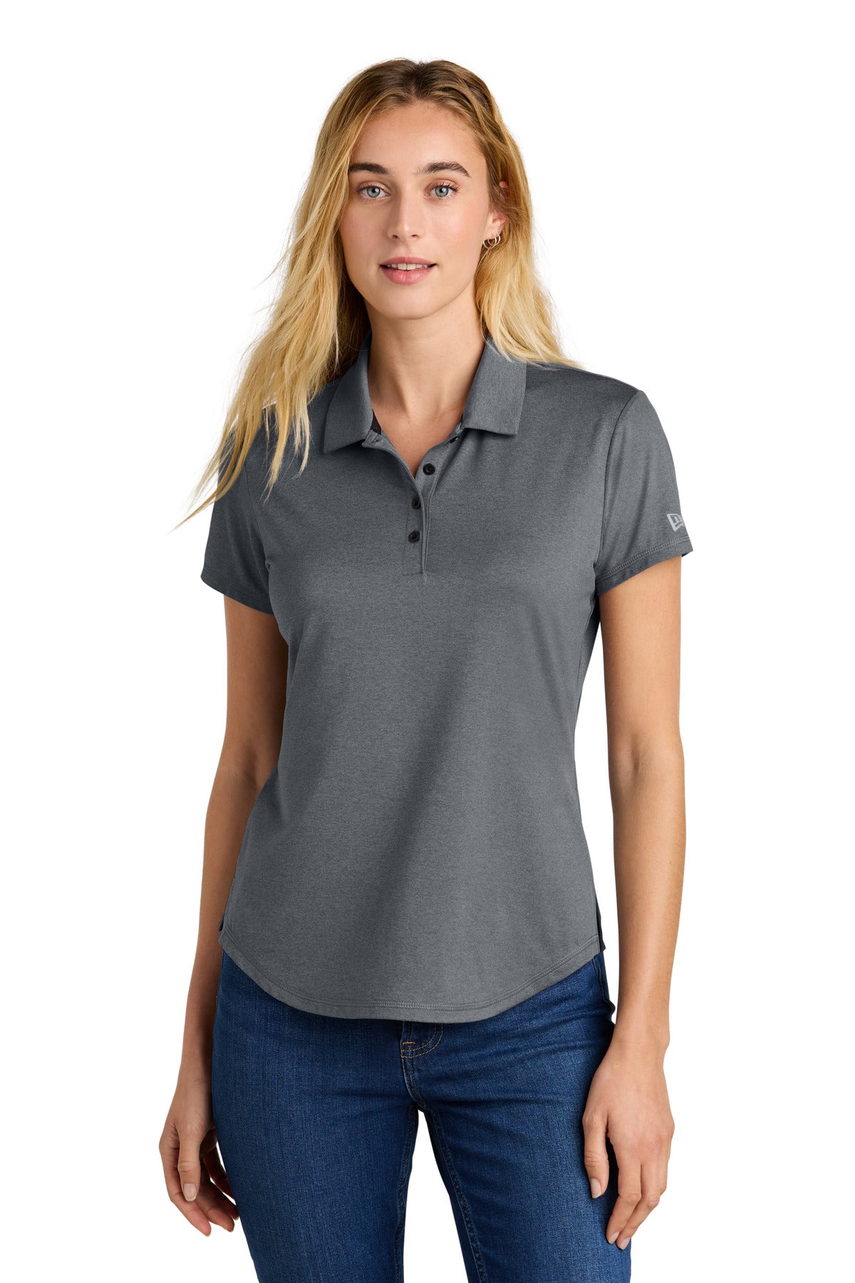 Custom logo New Era® Women's Power Polo LNEA225 in Shadow Grey Heather