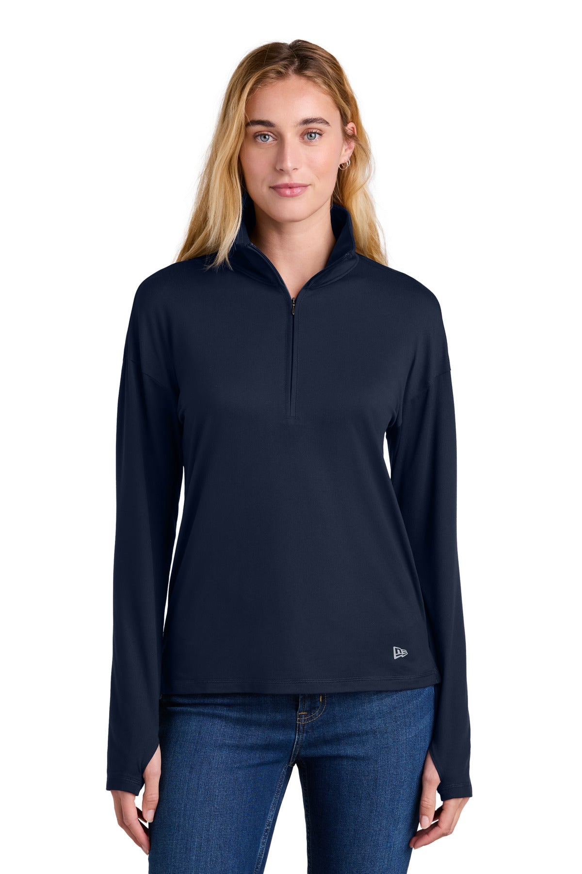 Custom logo New Era® Women's Power 1/2-Zip LNEA228 in True Navy