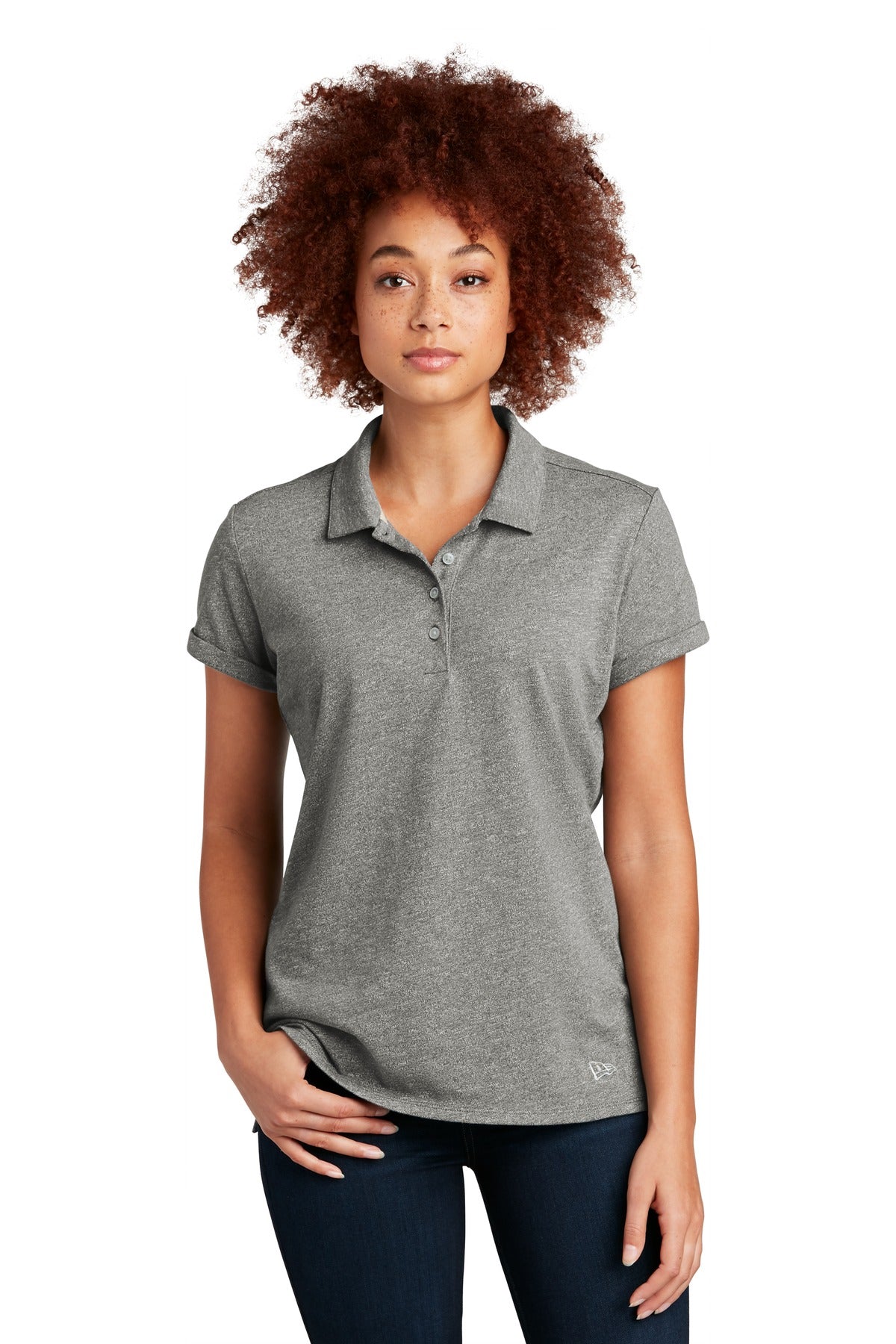 Custom logo New Era ® Women's Slub Twist Polo LNEA301 in Shadow Grey Twist