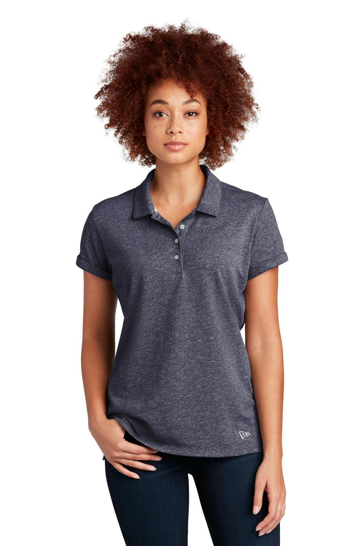 Custom logo New Era ® Women's Slub Twist Polo LNEA301 in True Navy Twist