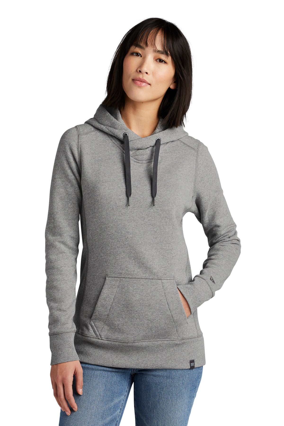 Custom logo New Era ® Women's French Terry Pullover Hoodie. LNEA500 in Light Graphite Twist