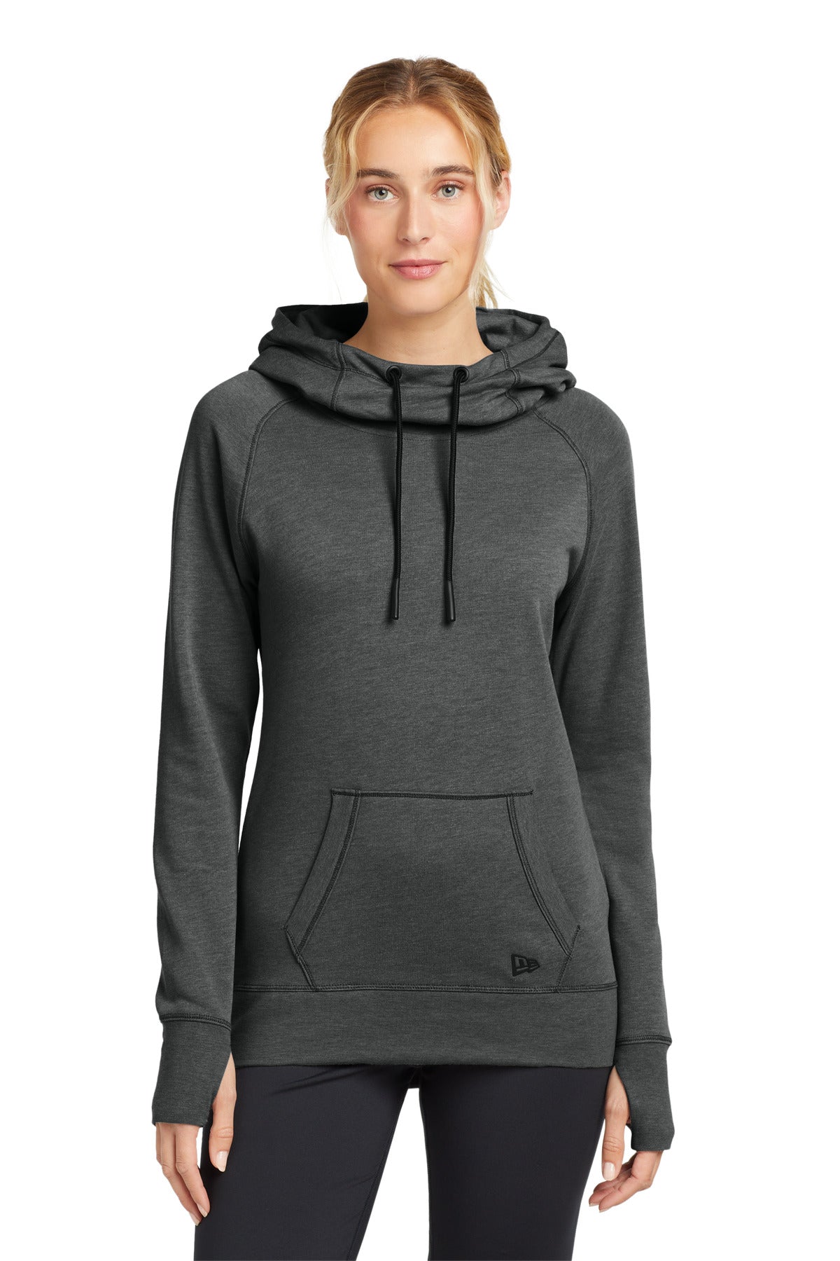 Custom logo New Era ® Women's Tri-Blend Fleece Pullover Hoodie. LNEA510 in Black Heather
