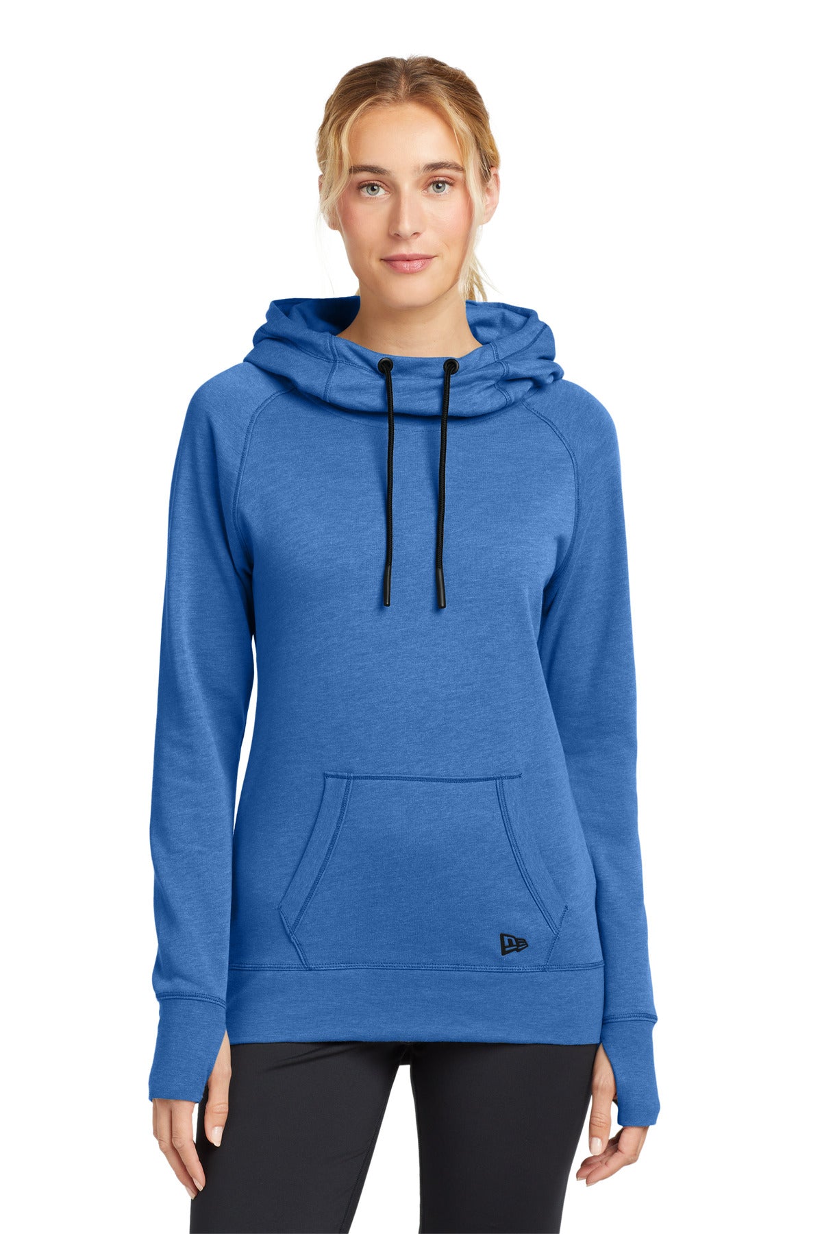 Custom logo New Era ® Women's Tri-Blend Fleece Pullover Hoodie. LNEA510 in Royal Heather