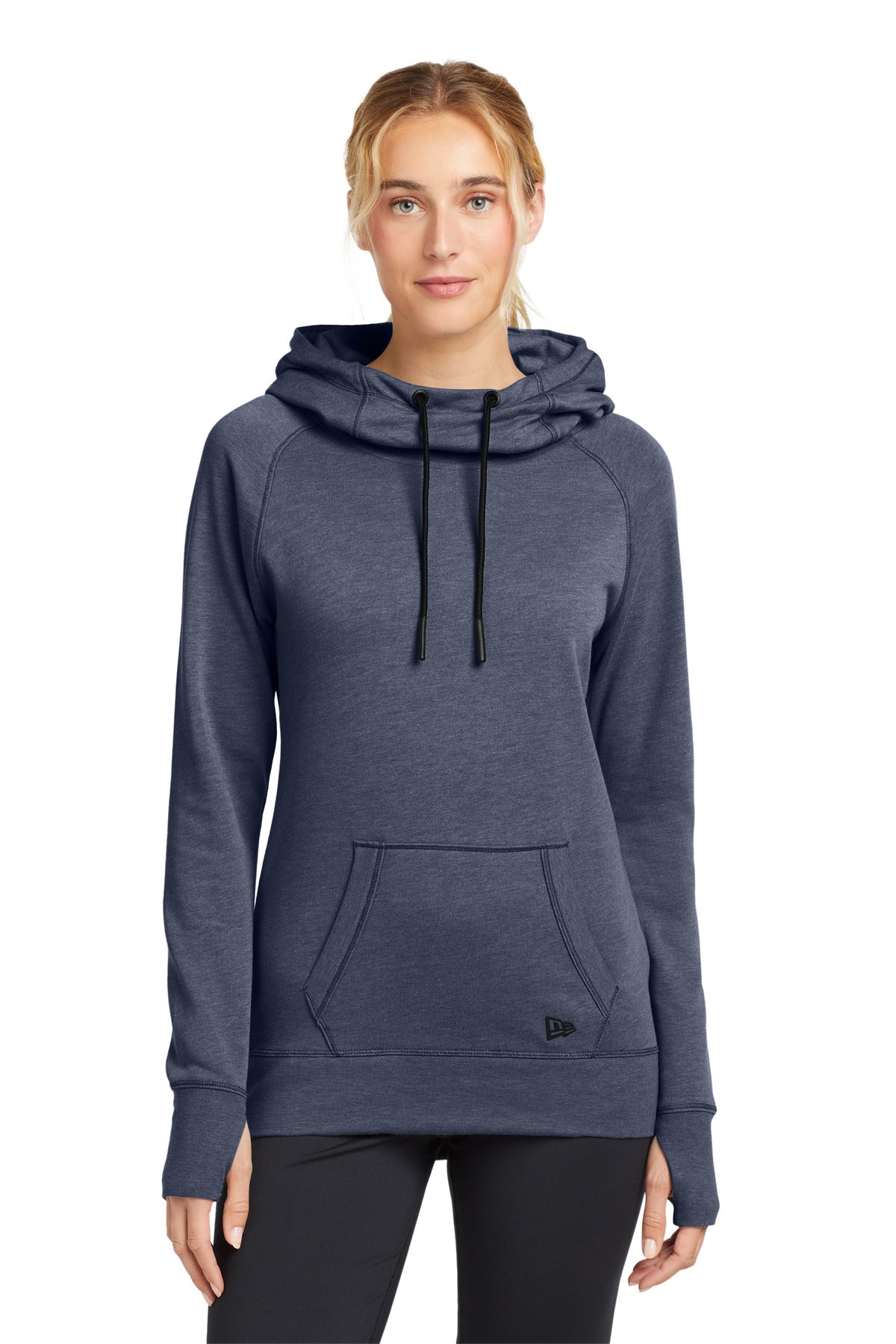 Custom logo New Era ® Women's Tri-Blend Fleece Pullover Hoodie. LNEA510 in True Navy Heather