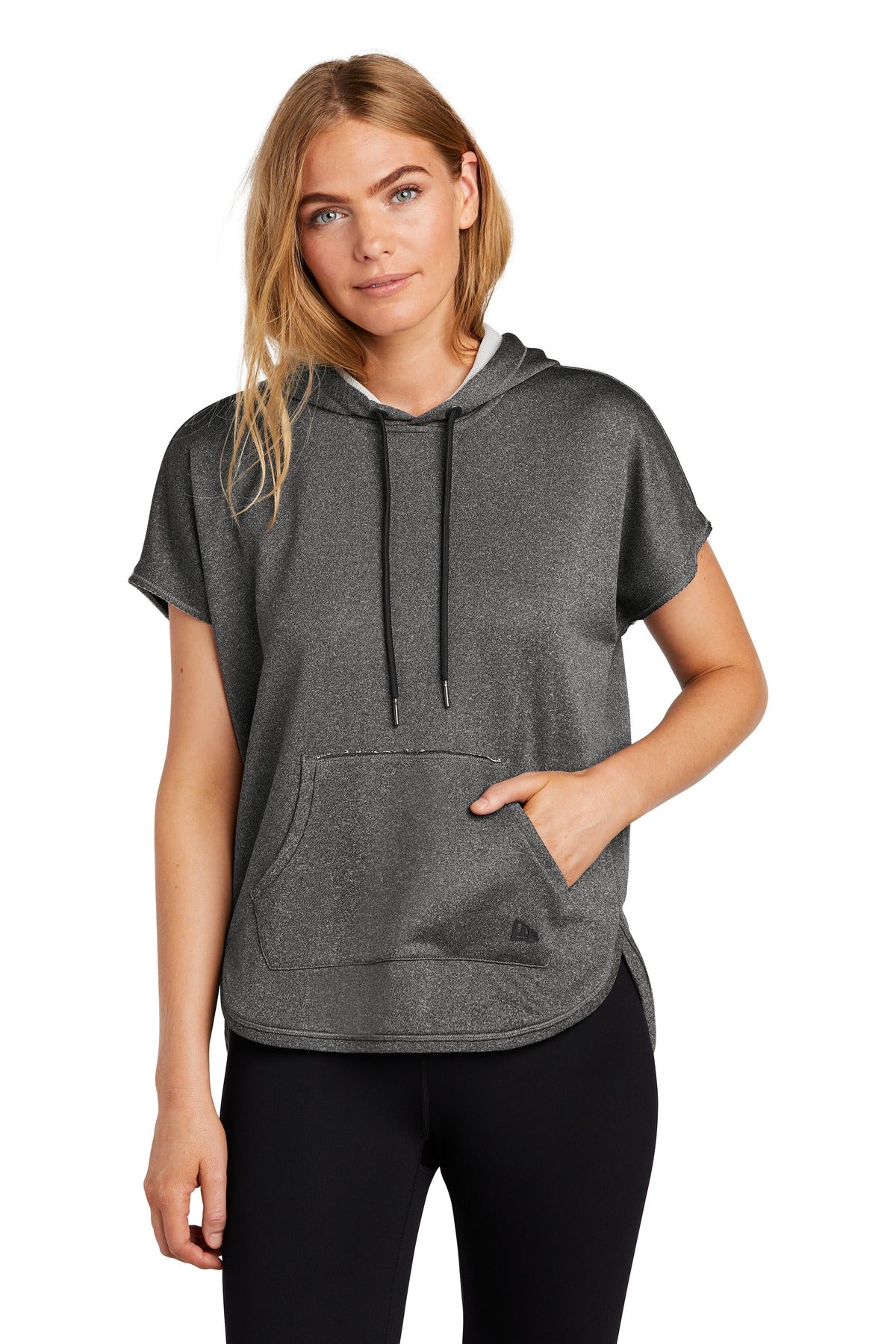 Custom logo New Era ® Women's Performance Terry Short Sleeve Hoodie LNEA533 in Graphite Heather