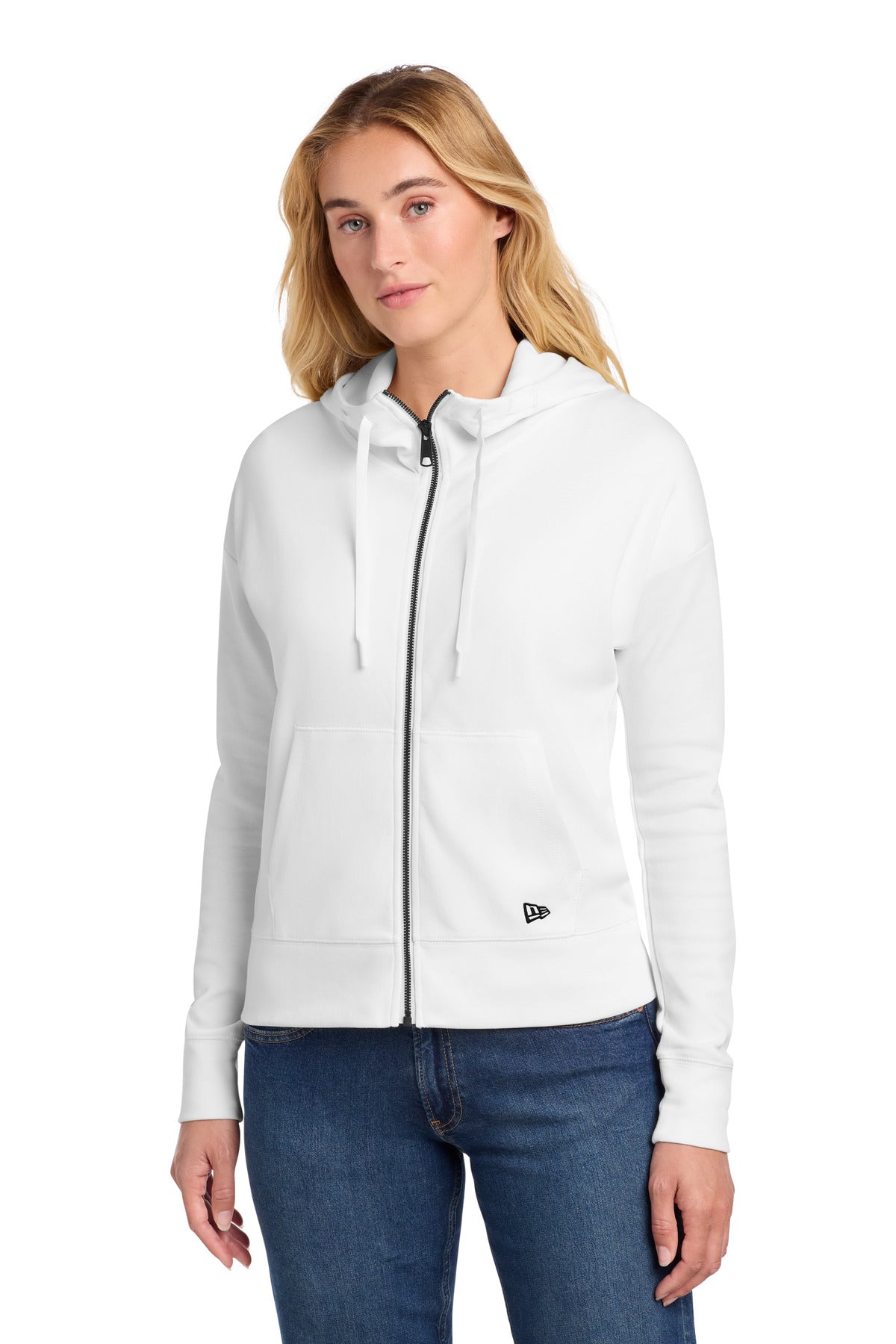 Custom logo New Era® Women's STS Full-Zip Hoodie LNEA540 in Fan White