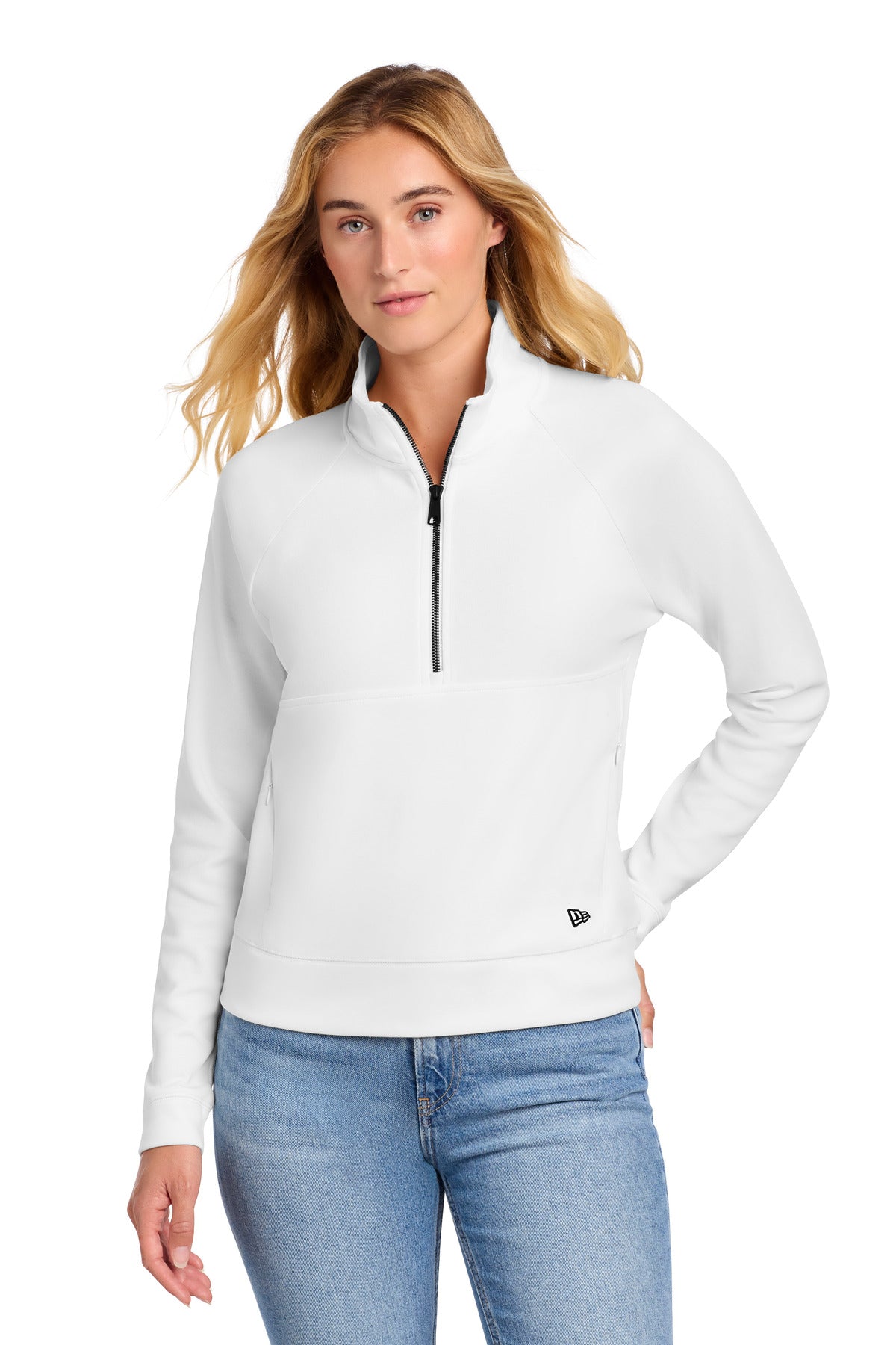 Custom logo New Era® Women's STS 1/2-Zip LNEA541 in Fan White