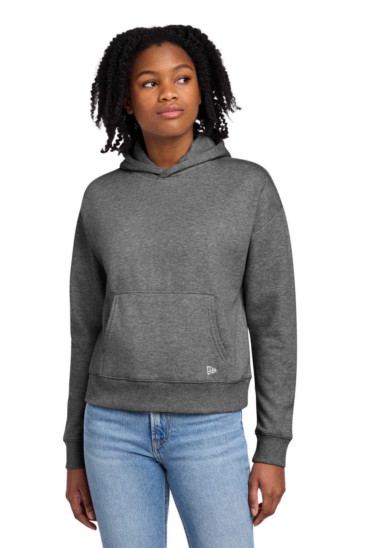 Custom logo New Era® Women's Comeback Fleece Pullover Hoodie LNEA550 in Dark Heather Grey