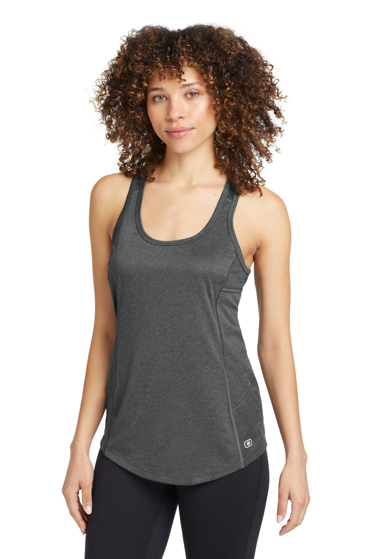 Custom logo OGIO® Women's Racerback Pulse Tank. LOE322 in Gear Grey