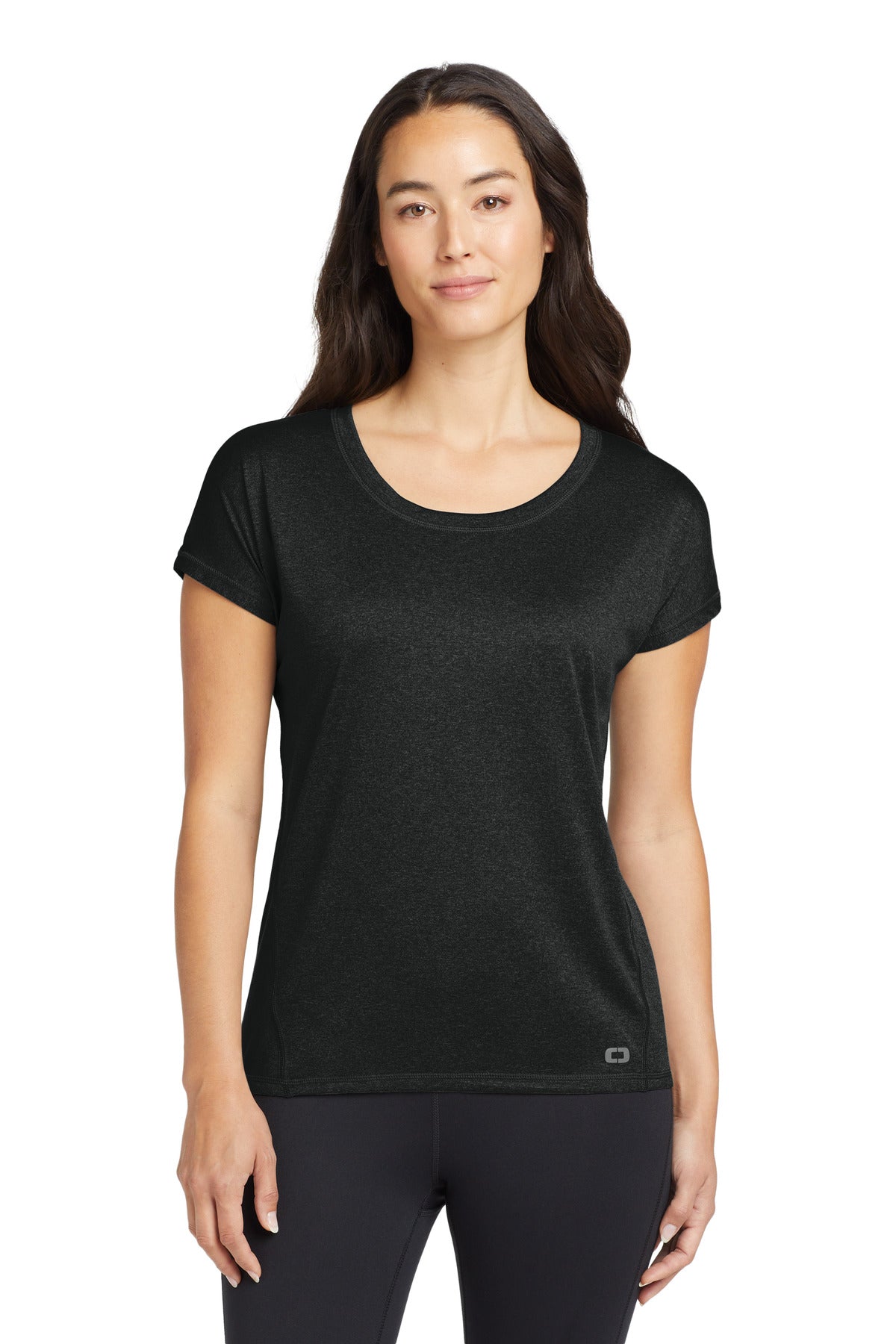 Custom logo OGIO ® Women's Pulse Dolman Tee LOE324 in Blacktop