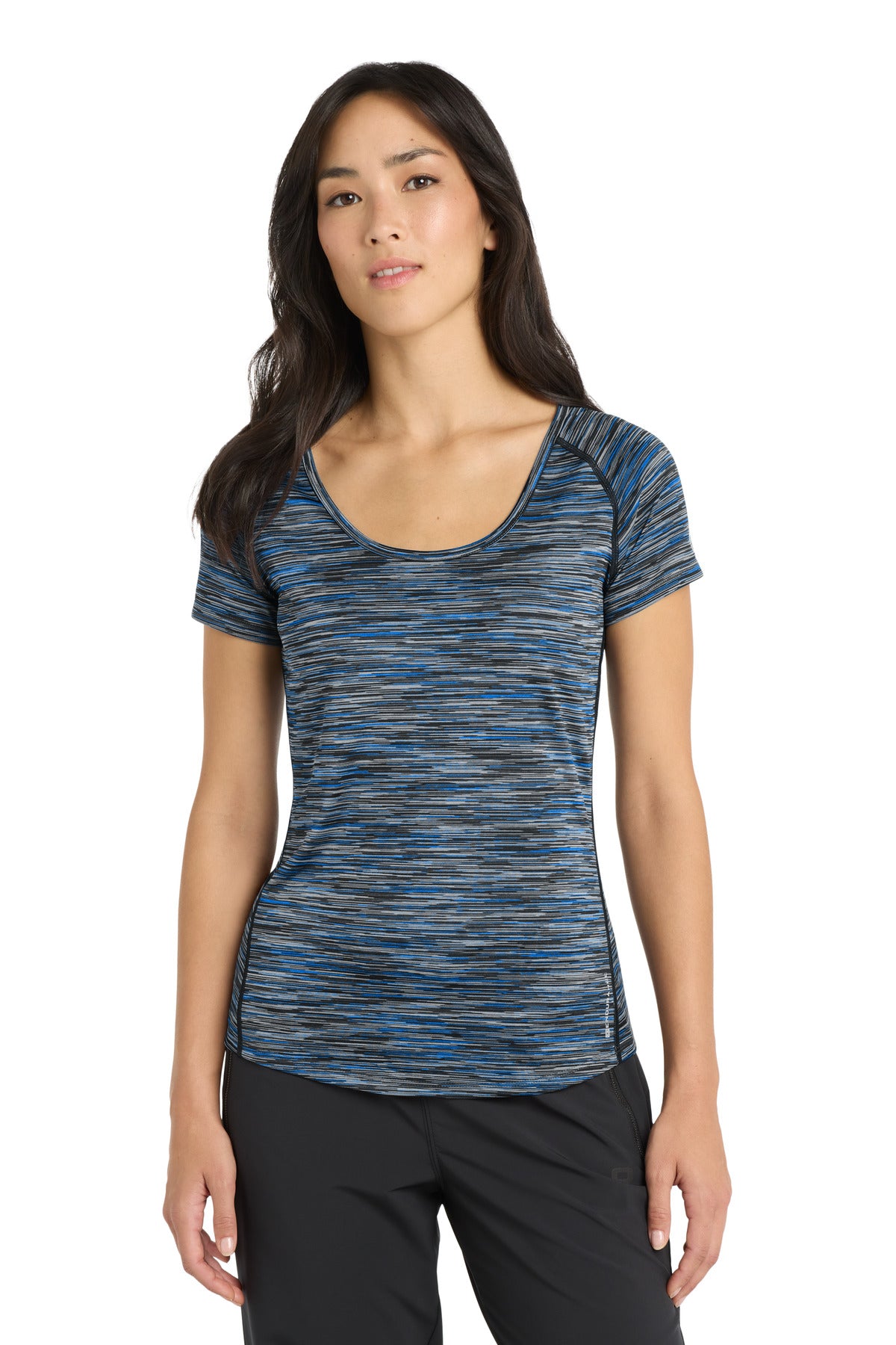 Custom logo OGIO ® Women's Verge Scoop Neck. LOE326 in Electric Blue Space Dye
