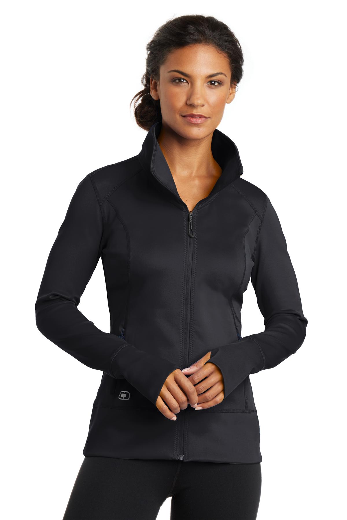 Custom logo OGIO® Women's Fulcrum Full-Zip. LOE700 in Blacktop