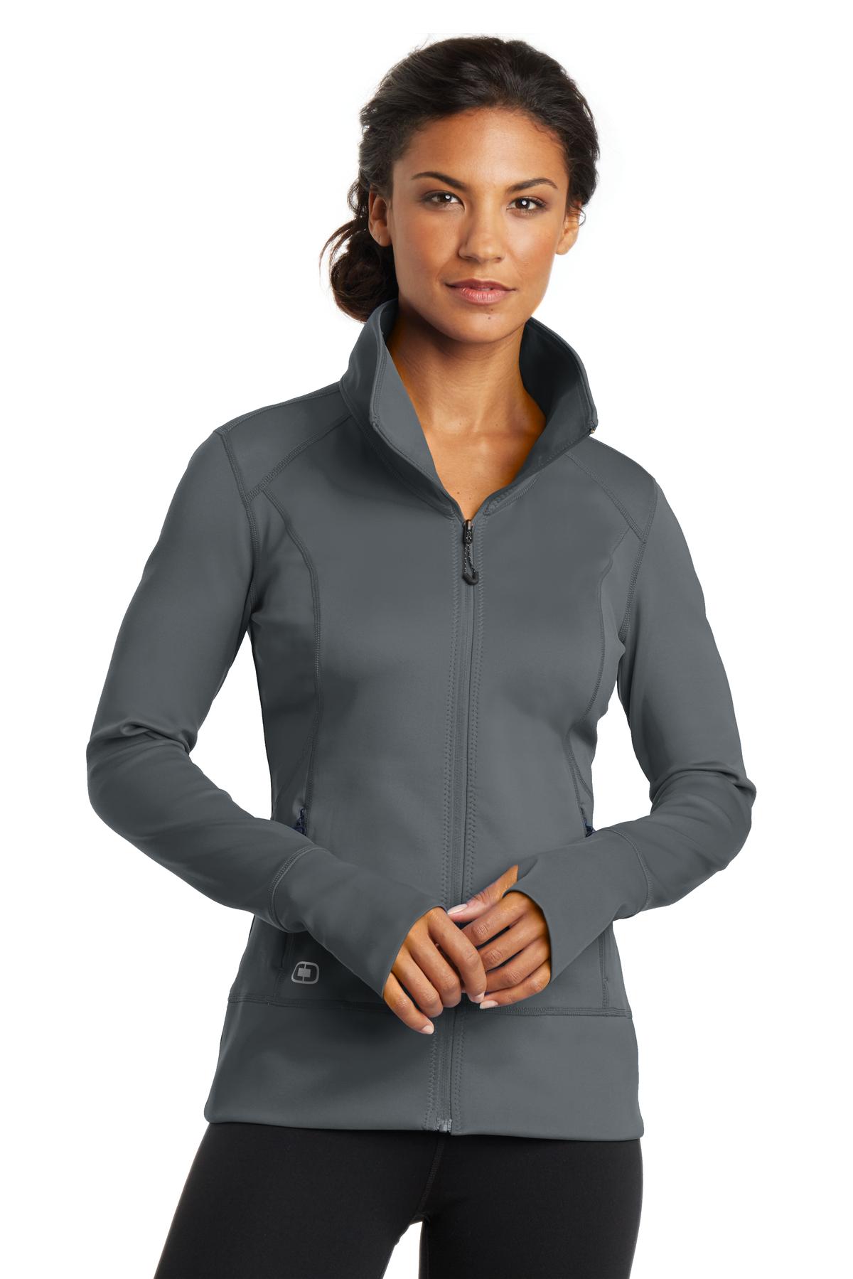 Custom logo OGIO® Women's Fulcrum Full-Zip. LOE700 in Gear Grey