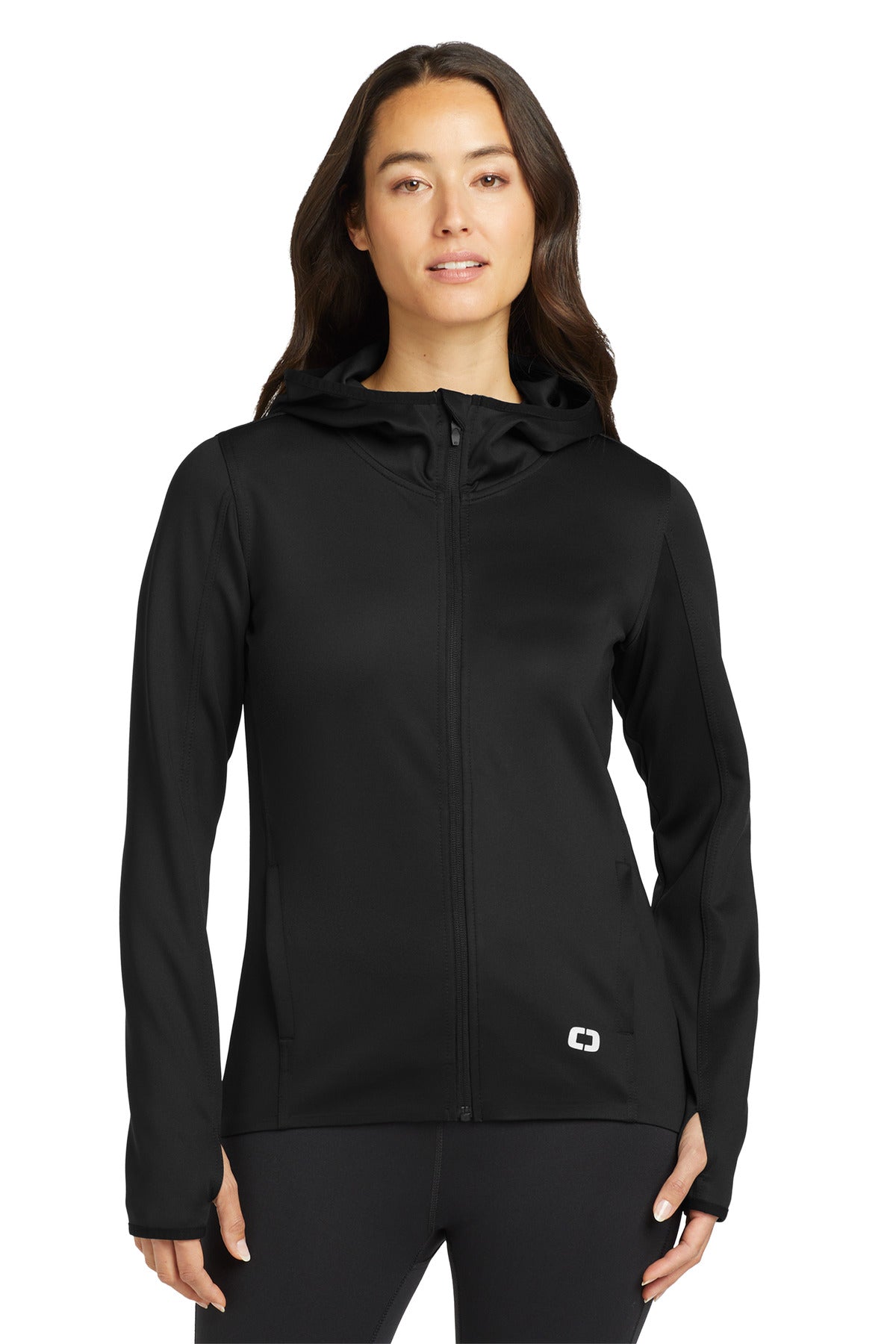 Custom logo OGIO ® Women's Stealth Full-Zip Jacket. LOE728 in Blacktop