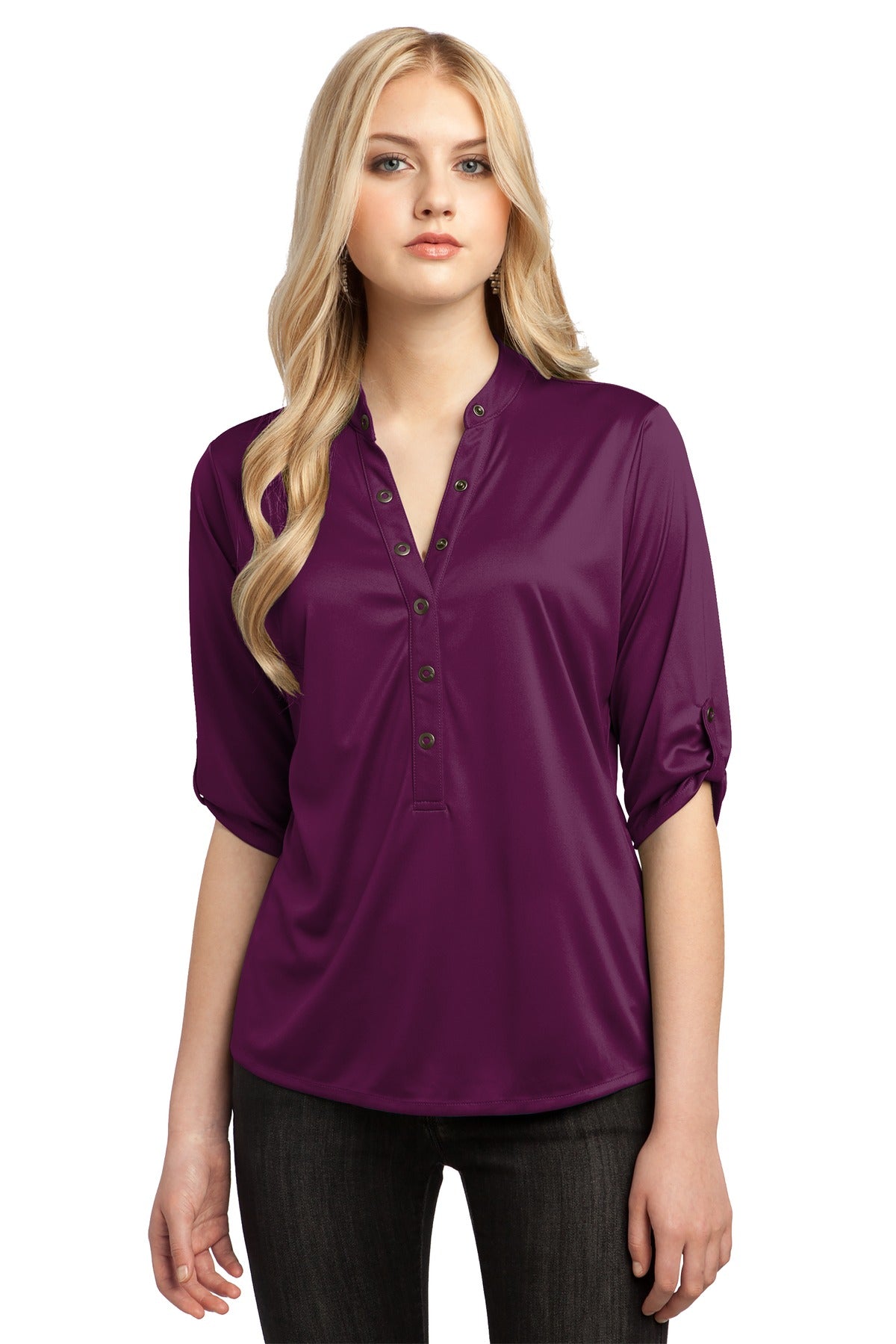Custom logo OGIO® - Crush Henley. LOG111 in Purple Luxe