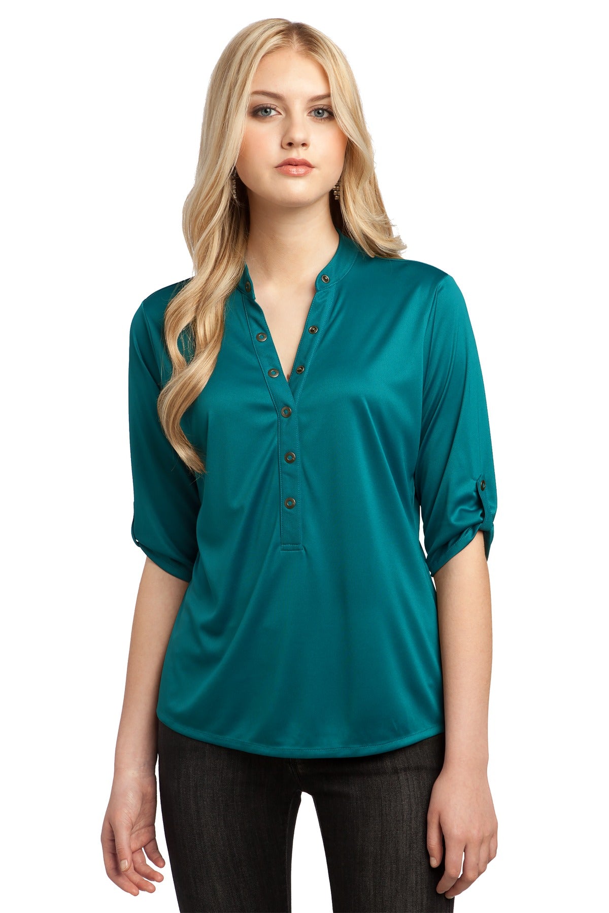 Custom logo OGIO® - Crush Henley. LOG111 in Torque Teal