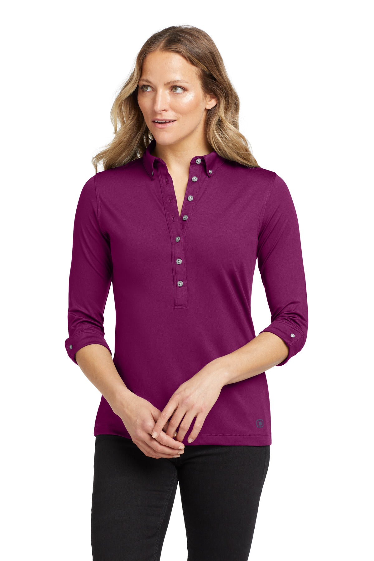 Custom logo OGIO® Women's Gauge Polo. LOG122 in Berry Burst