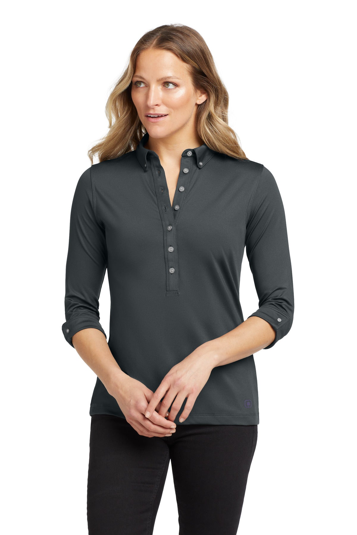 Custom logo OGIO® Women's Gauge Polo. LOG122 in Diesel Grey