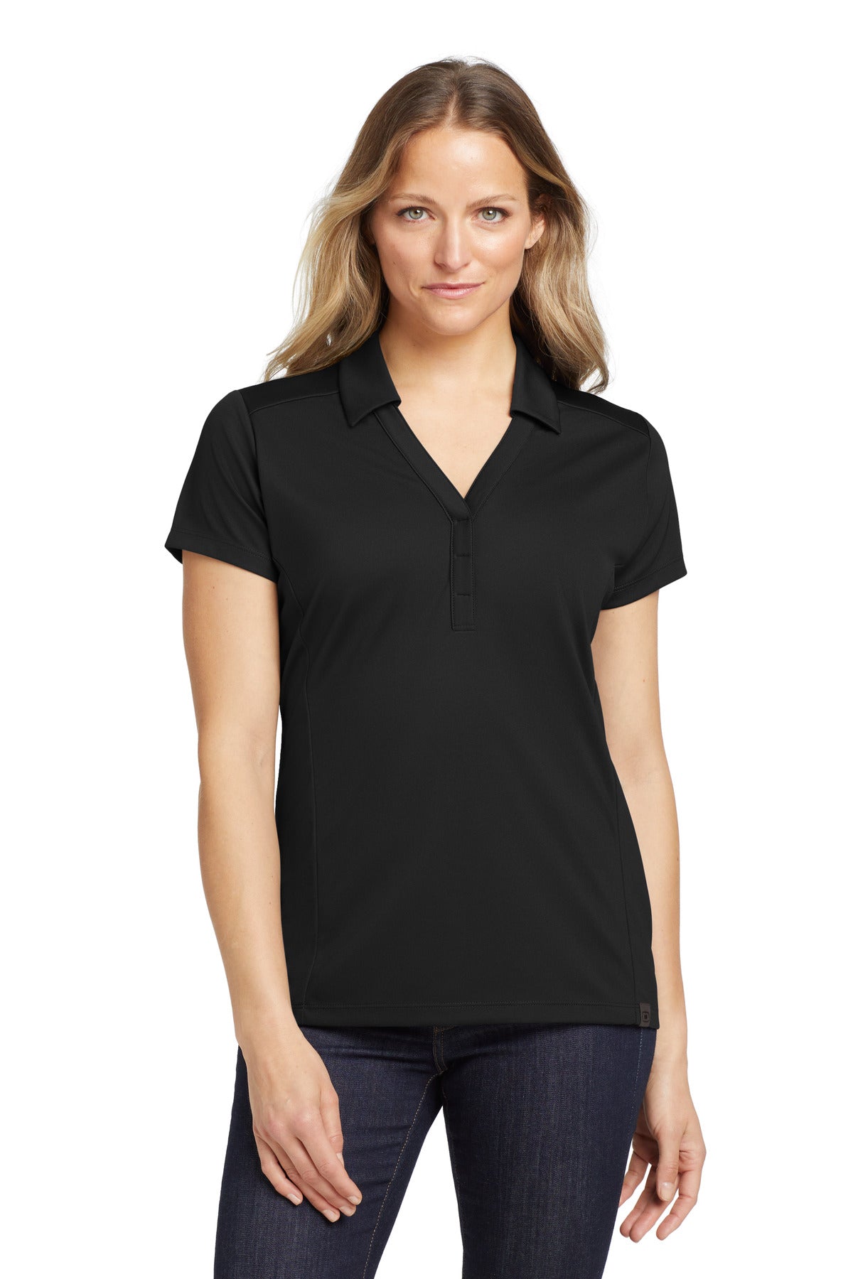 Custom logo OGIO® Women's Framework Polo. LOG125 in Blacktop