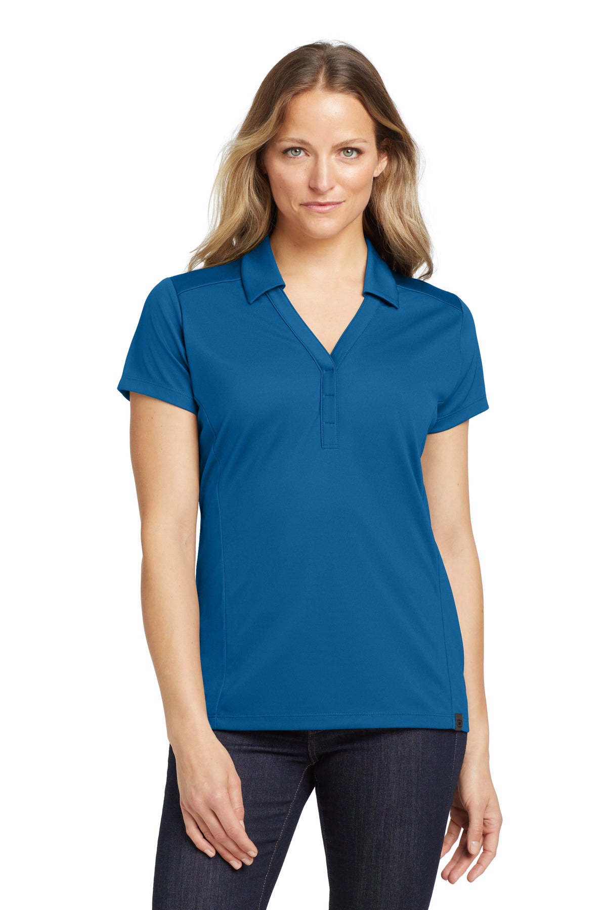 Custom logo OGIO® Women's Framework Polo. LOG125 in Bolt Blue