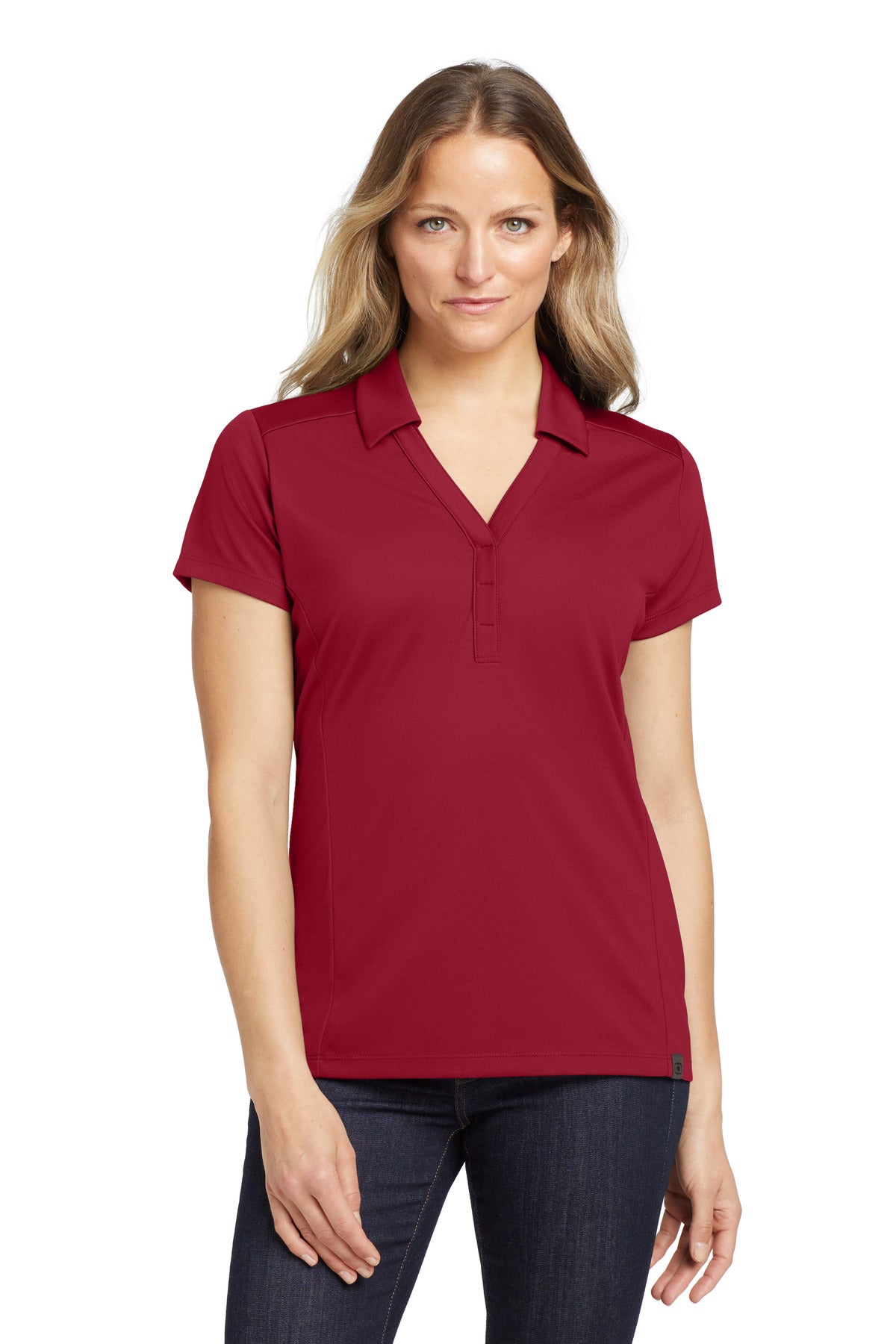Custom logo OGIO® Women's Framework Polo. LOG125 in Signal Red