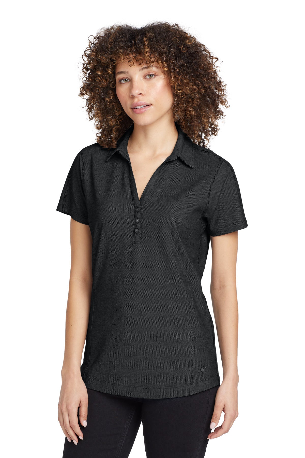 Custom logo OGIO® Women's Onyx Polo. LOG126 in Blacktop