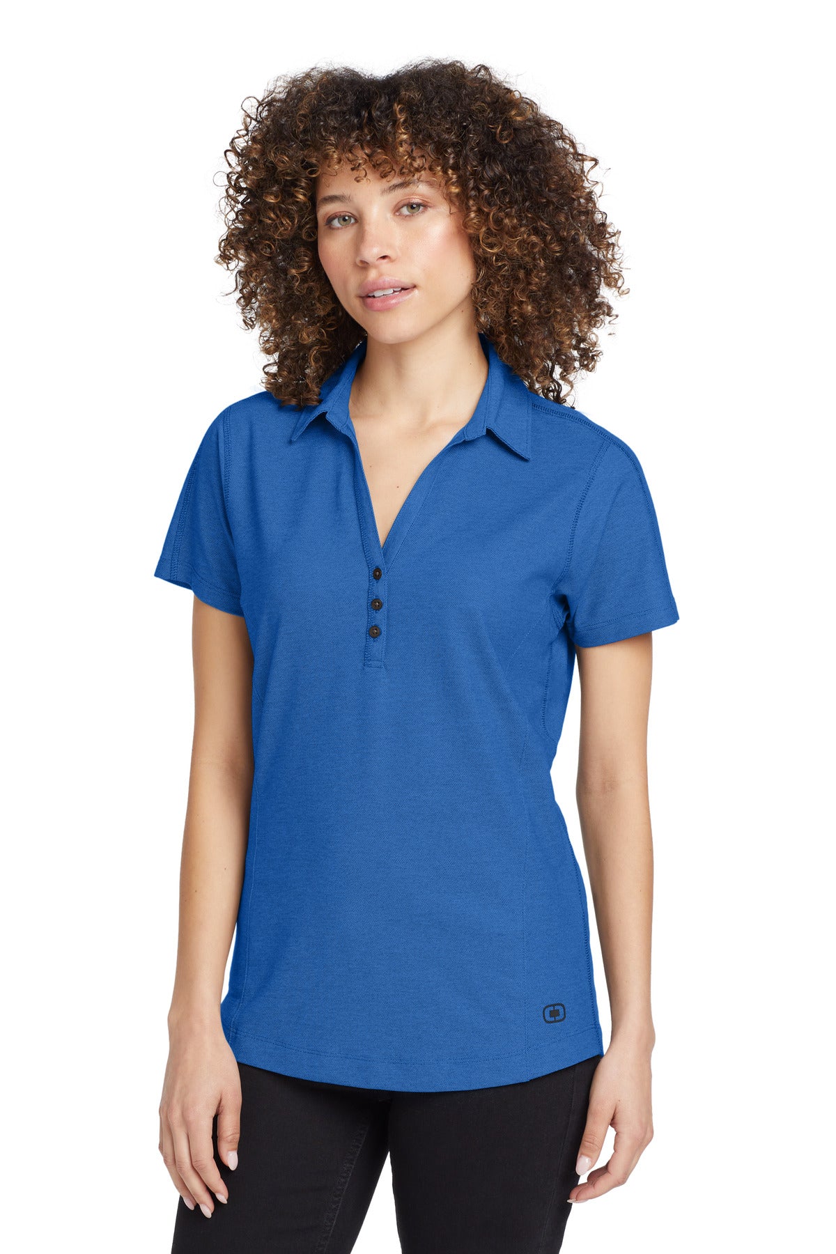 Custom logo OGIO® Women's Onyx Polo. LOG126 in Electric Blue