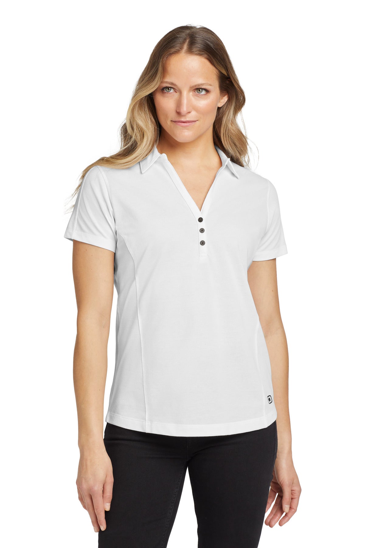 Custom logo OGIO® Women's Onyx Polo. LOG126 in White
