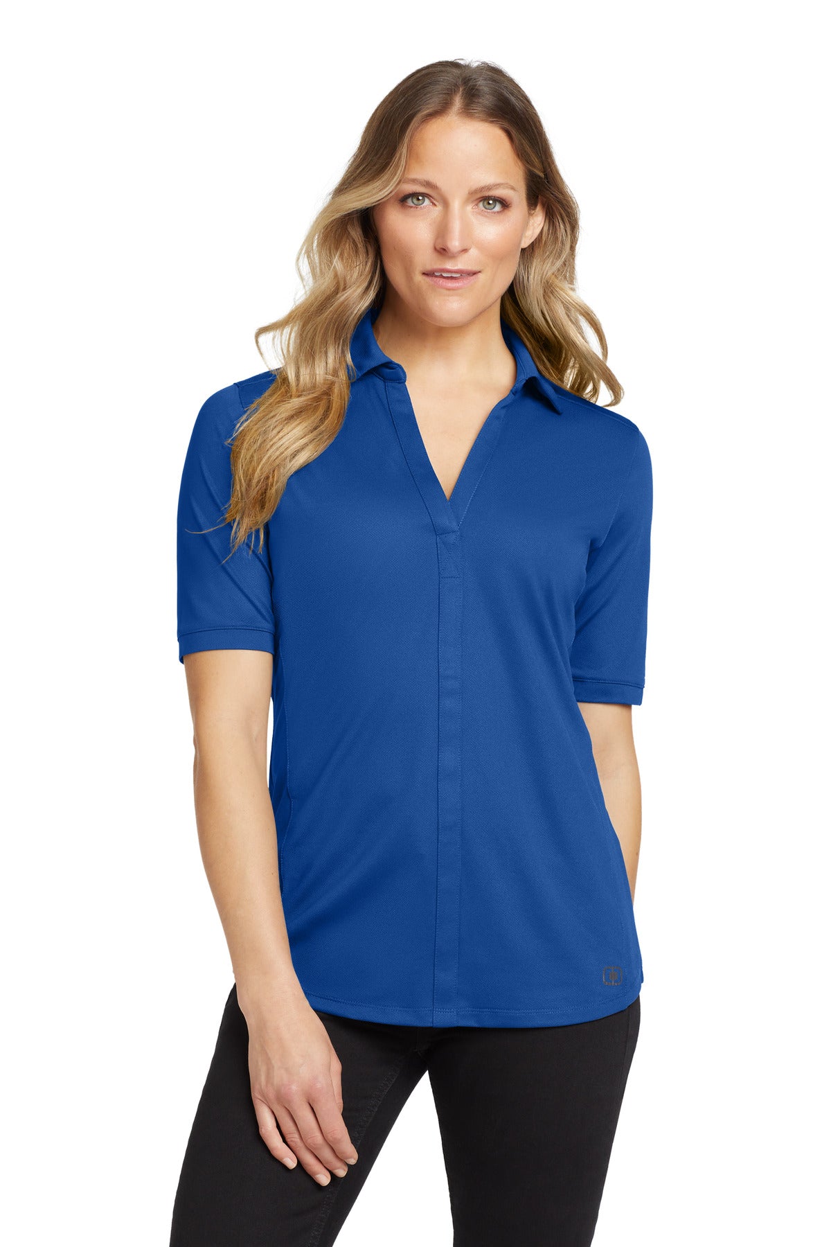 Custom logo OGIO® Women's Metro Polo. LOG130 in Enzyme Blue