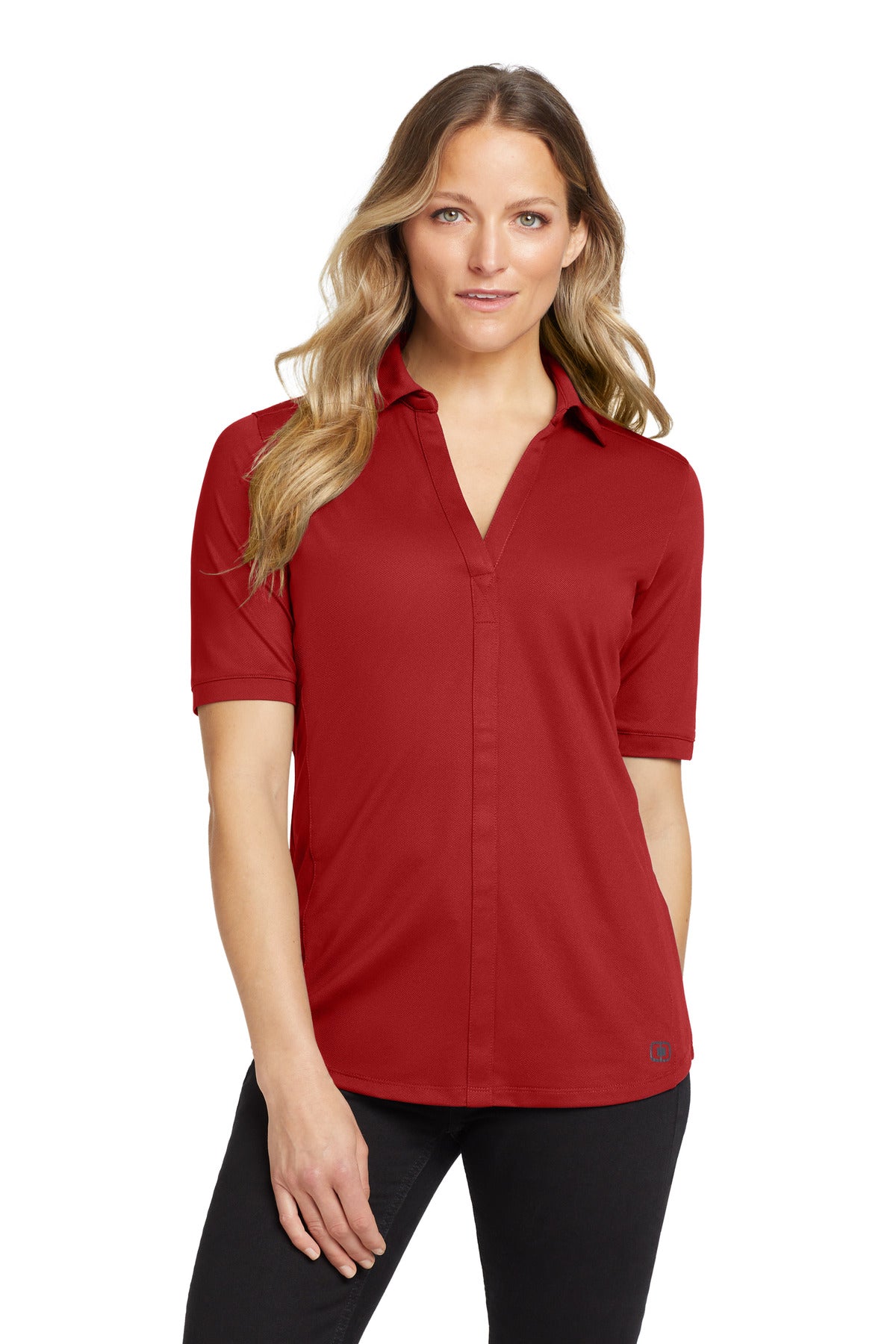Custom logo OGIO® Women's Metro Polo. LOG130 in Ripped Red