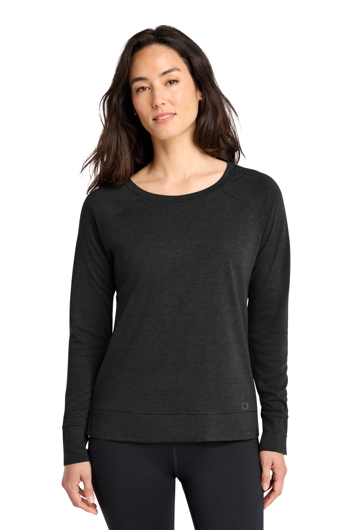 Custom logo OGIO® Women's Command Long Sleeve Scoop Neck LOG150 in Blacktop