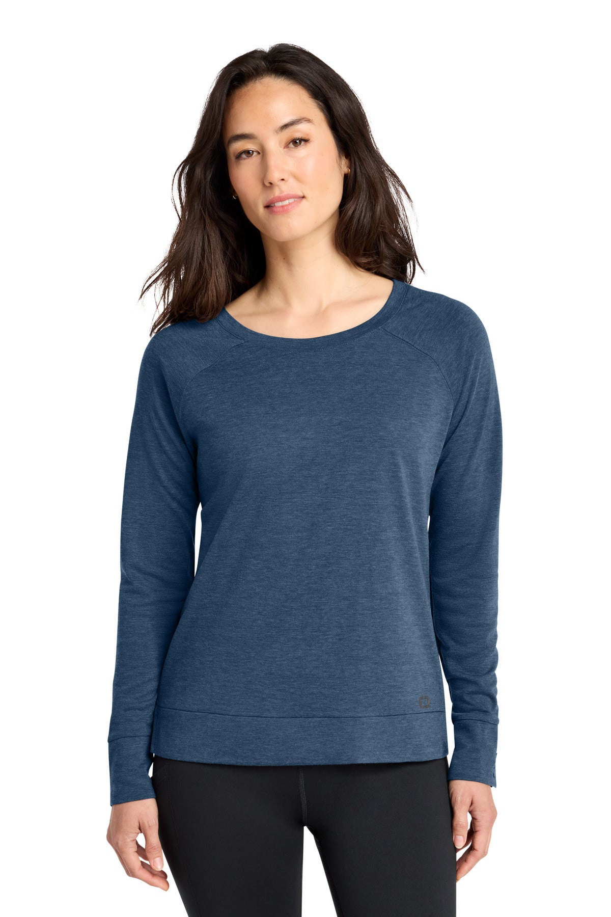 Custom logo OGIO® Women's Command Long Sleeve Scoop Neck LOG150 in Spar Blue