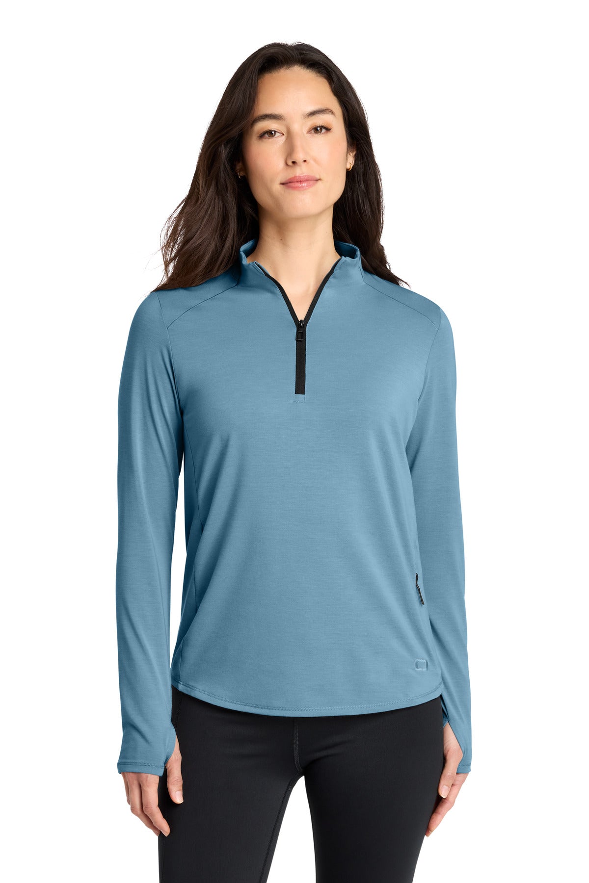 Custom logo OGIO® Women's Motion 1/4-Zip LOG153 in Blue Mist